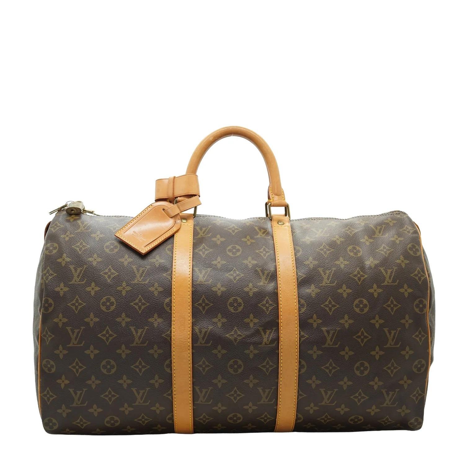 Louis Vuitton Keepall leather travel bag