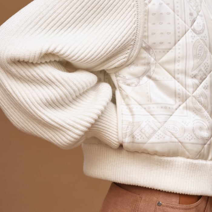 Blanc Tulle "Porte-bonheur Bandana" Zipped Quilted Jacket 