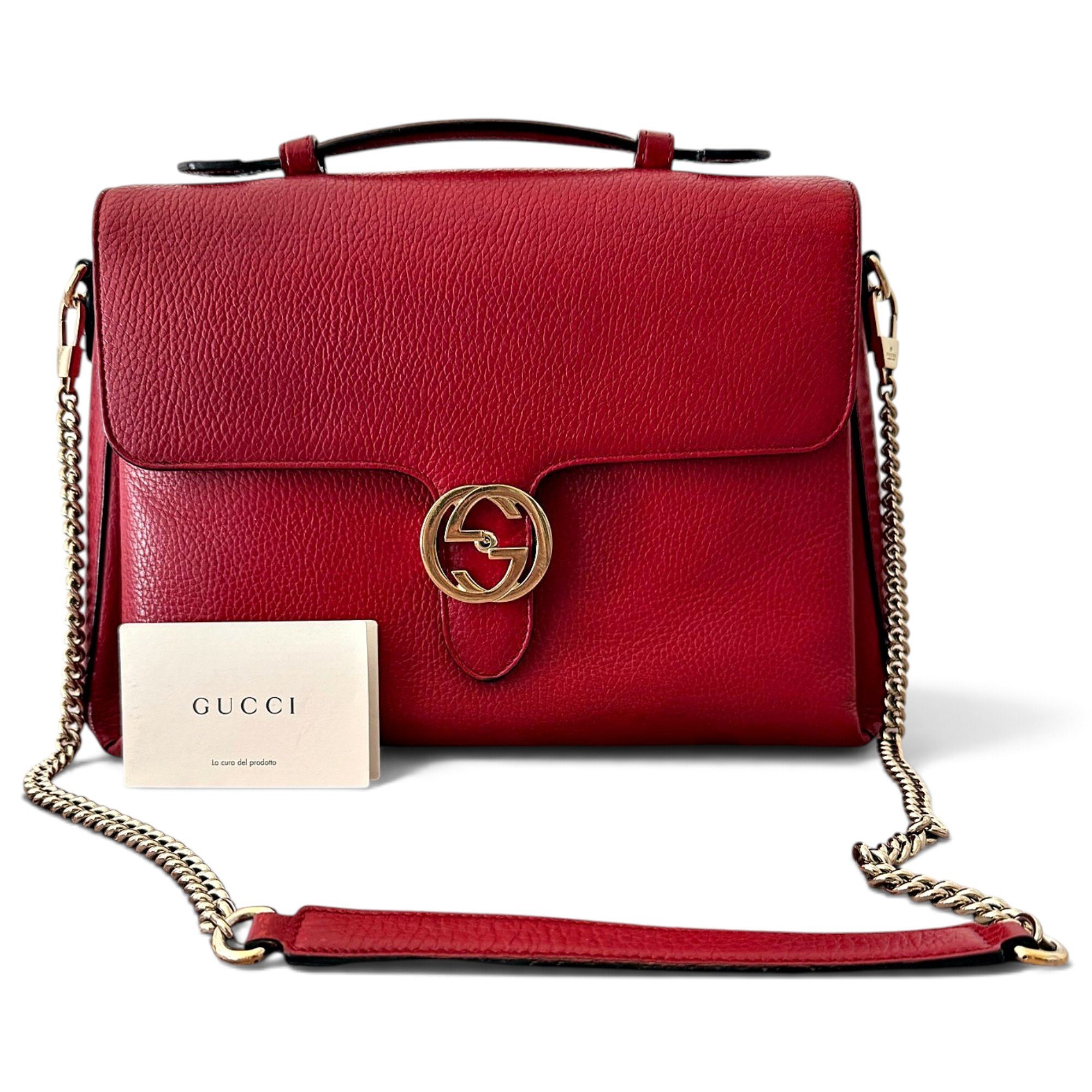 Interlocking leather handbag