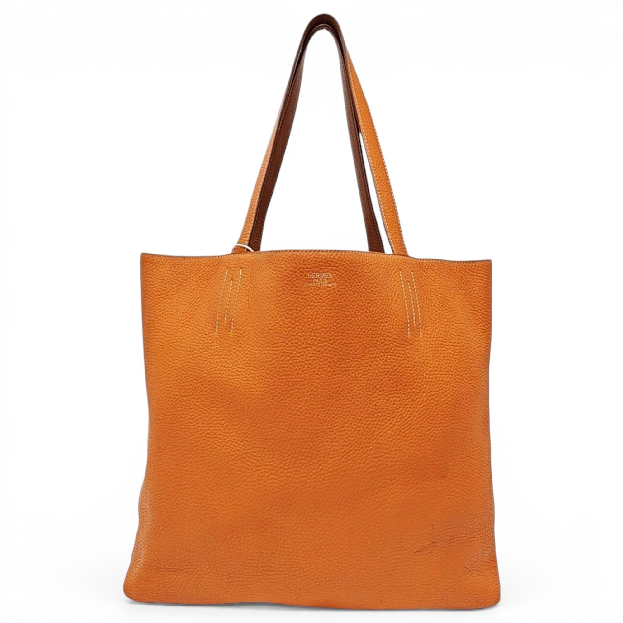 Double sens leather handbag