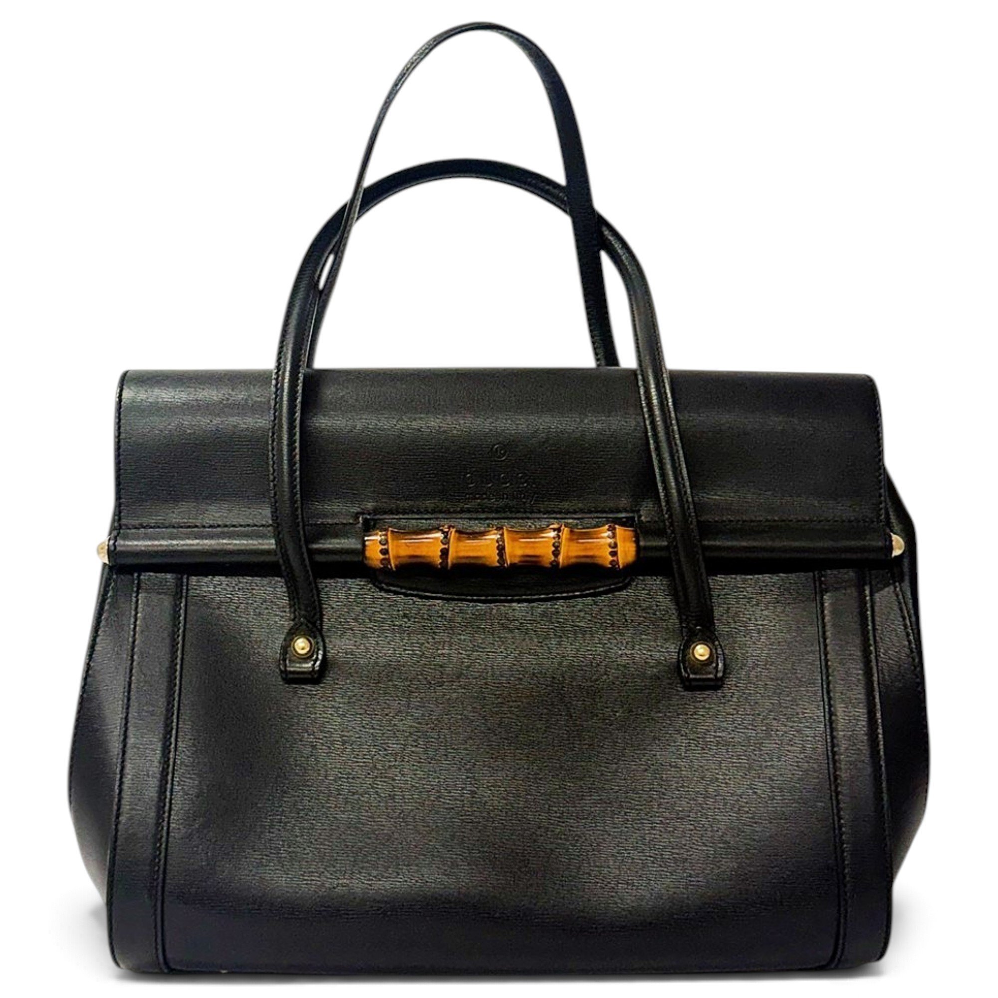 Bamboo Bullet Top Handle leather handbag