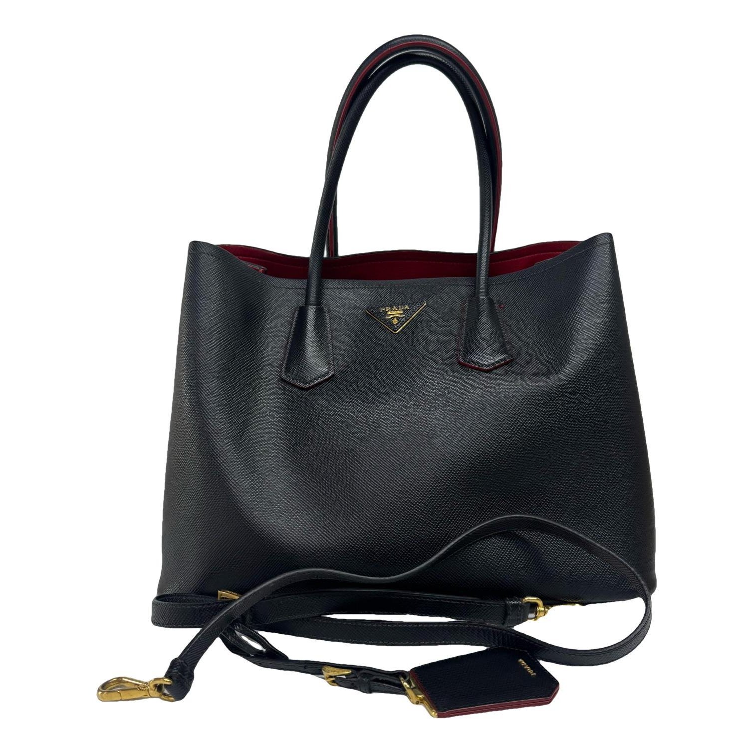 Double leather handbag
