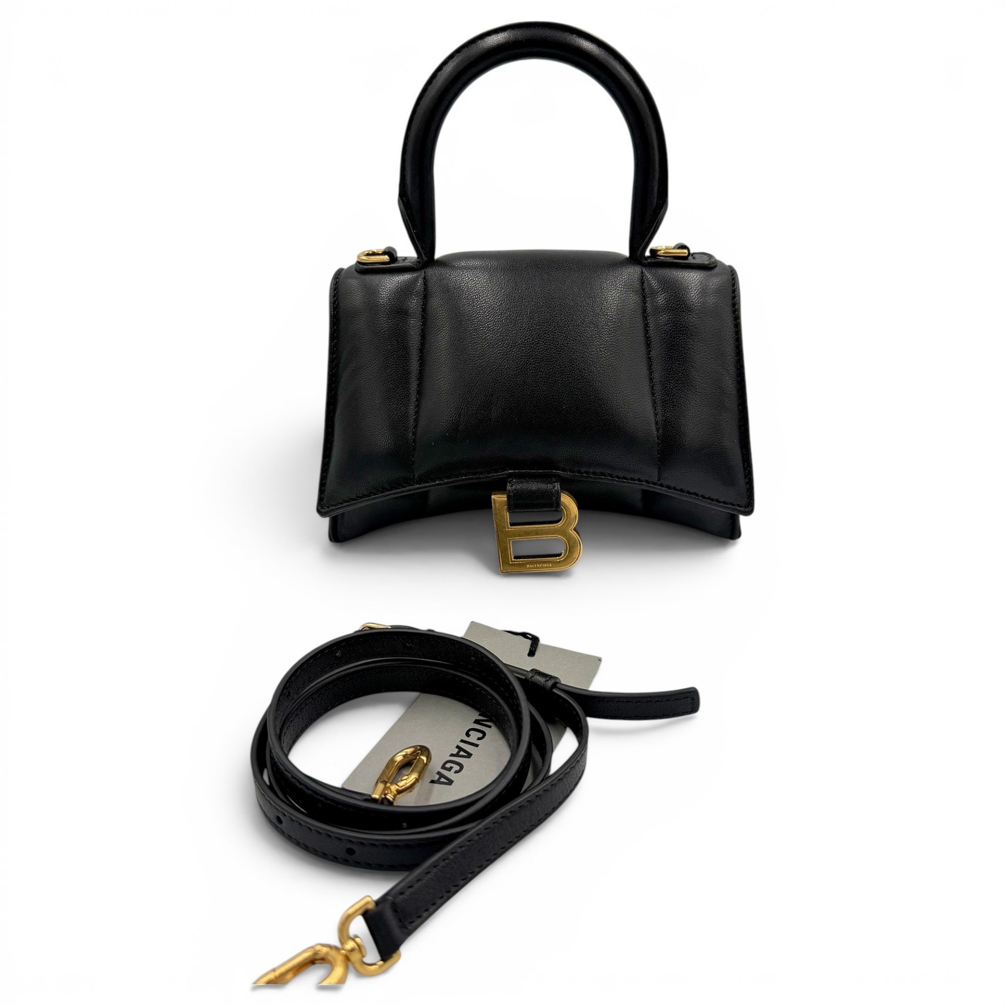 Hourglass leather handbag