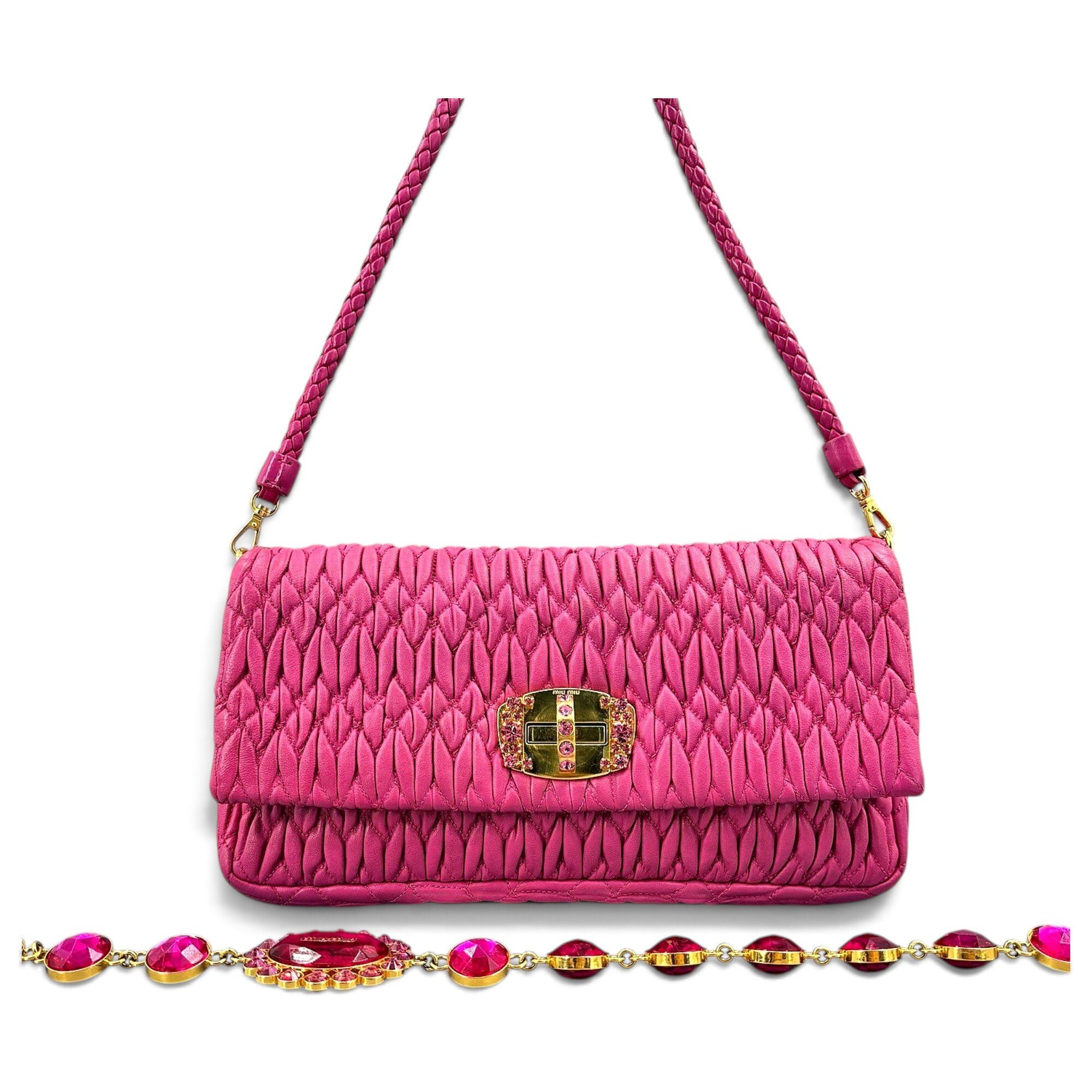 Miu Crystal leather handbag