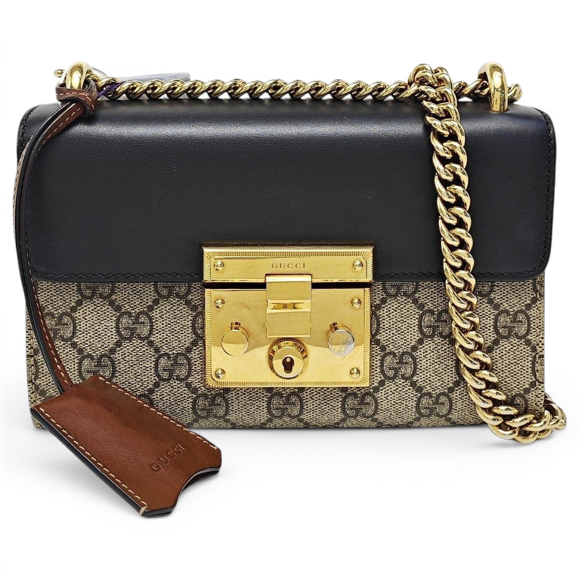 Padlock leather handbag