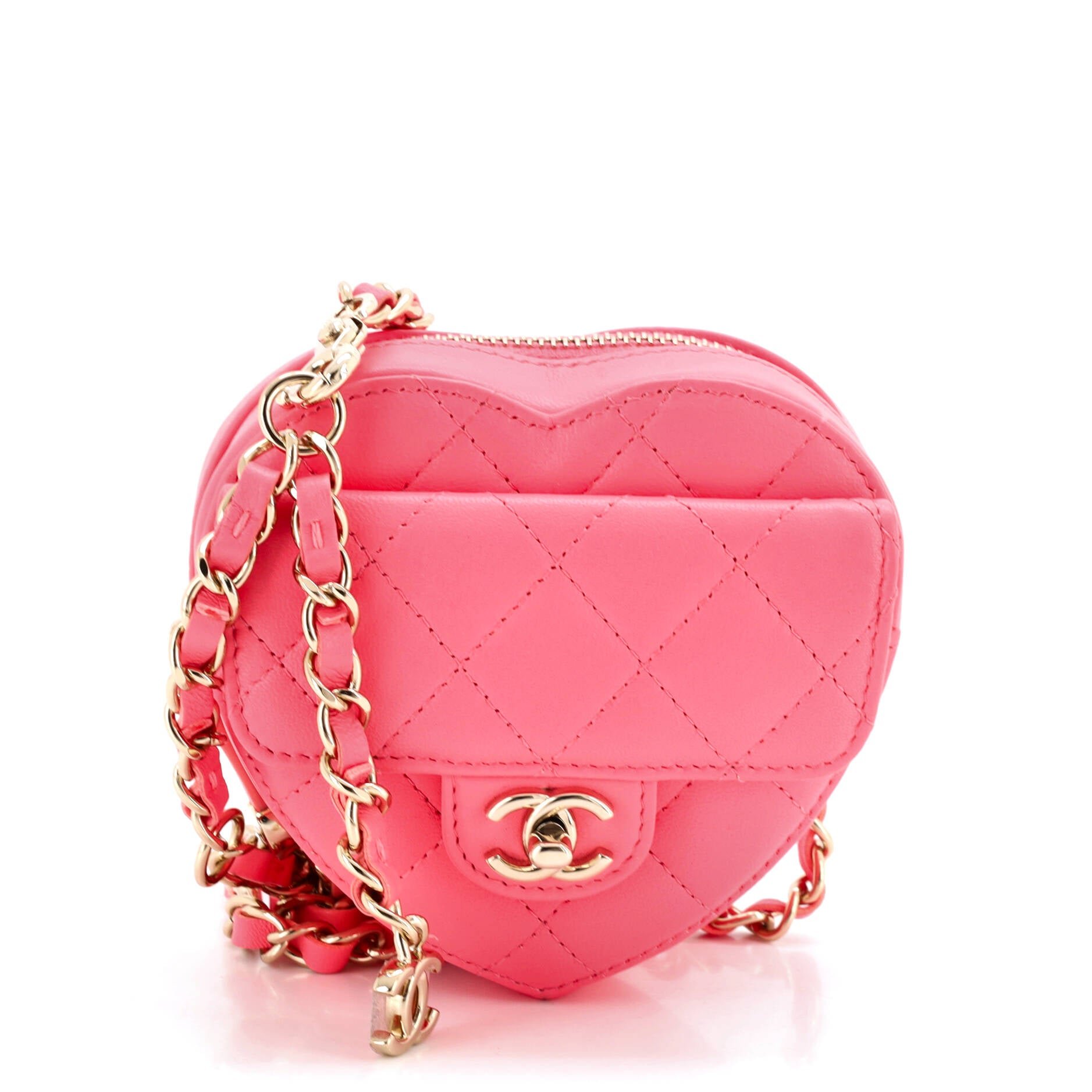 CC in Love Heart Belt Bag Quilted Lambskin
