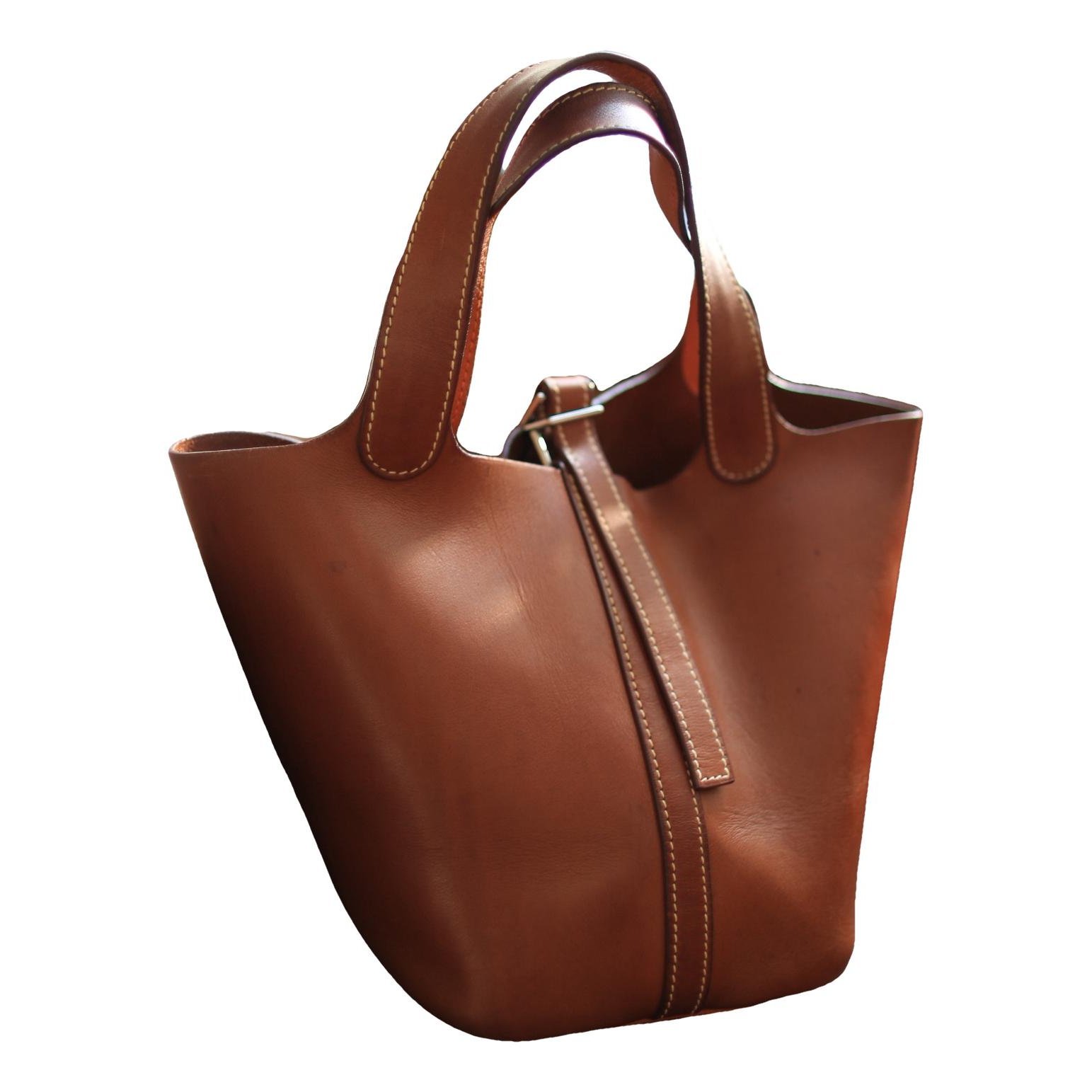 Hermes Picotin 18 Handbag Orange Barenia Leather 2006