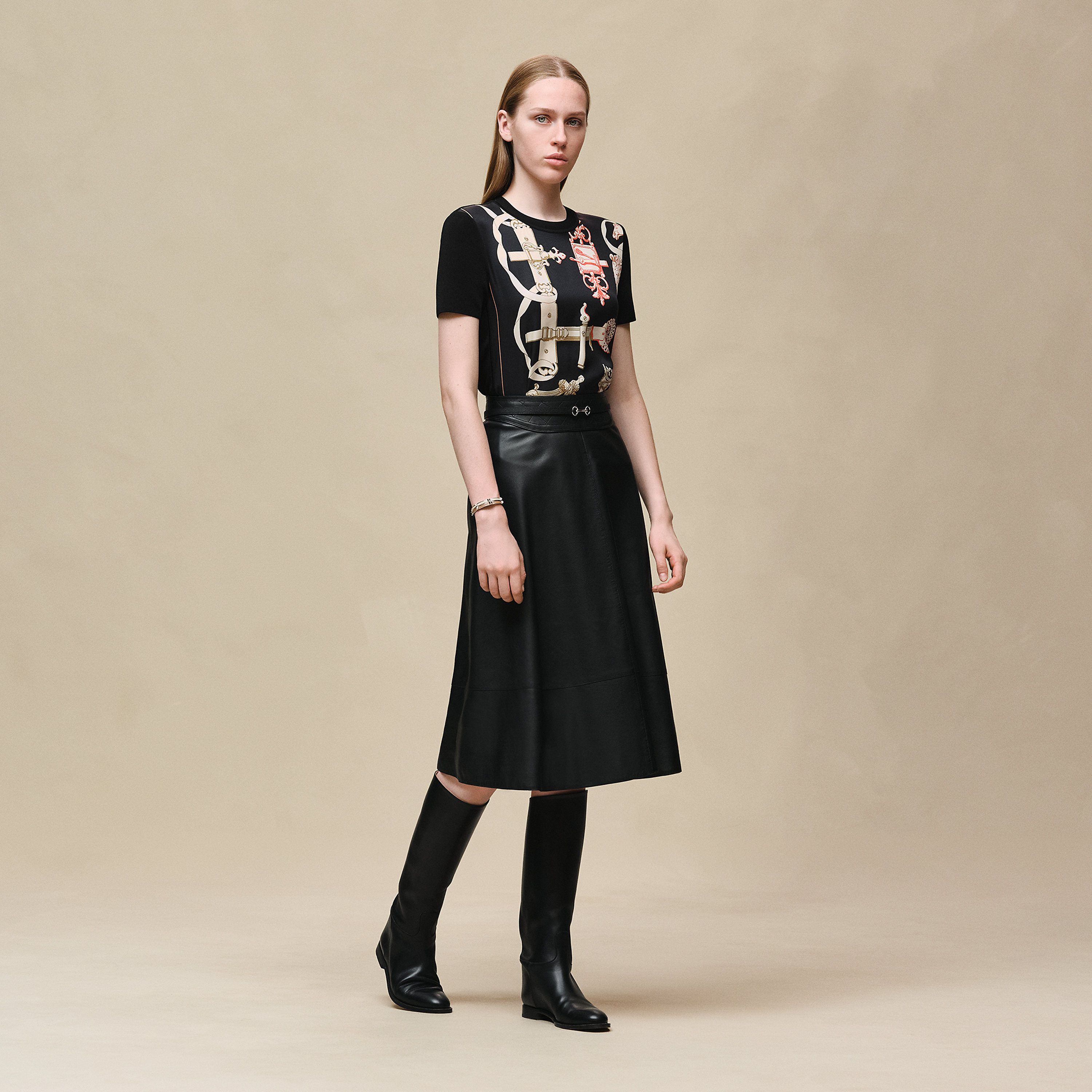 "Ferronnerie Remix" short-sleeve twillaine sweater