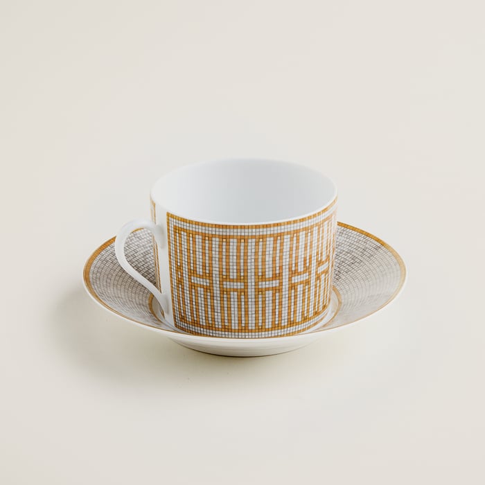 Sans Coloris Mosaique Au 24 Gold Breakfast Cup and Saucer