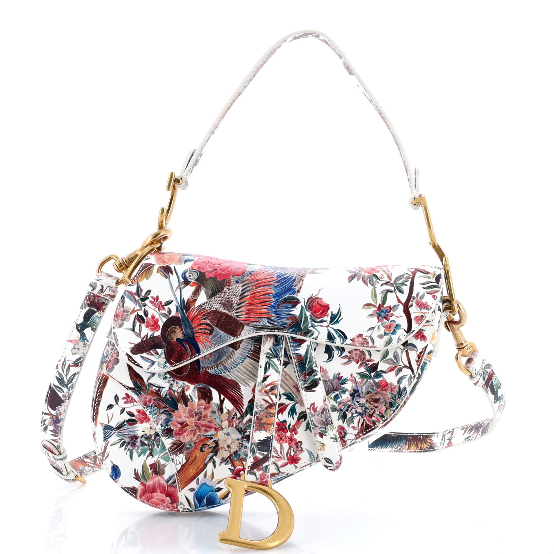 Dior Saddle Handbag with Strap Printed Leather Medium