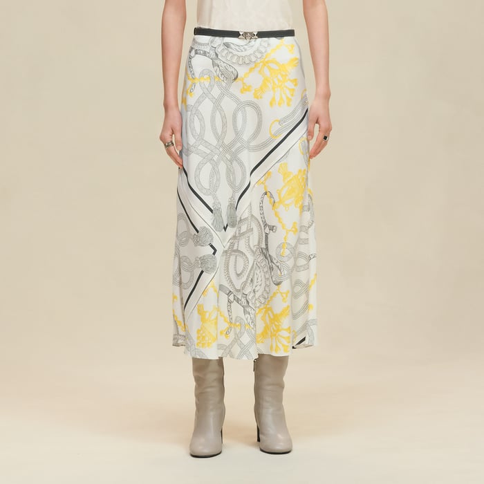 Blanc Nacre "Palefroi Remix" Flowy Slanted Skirt