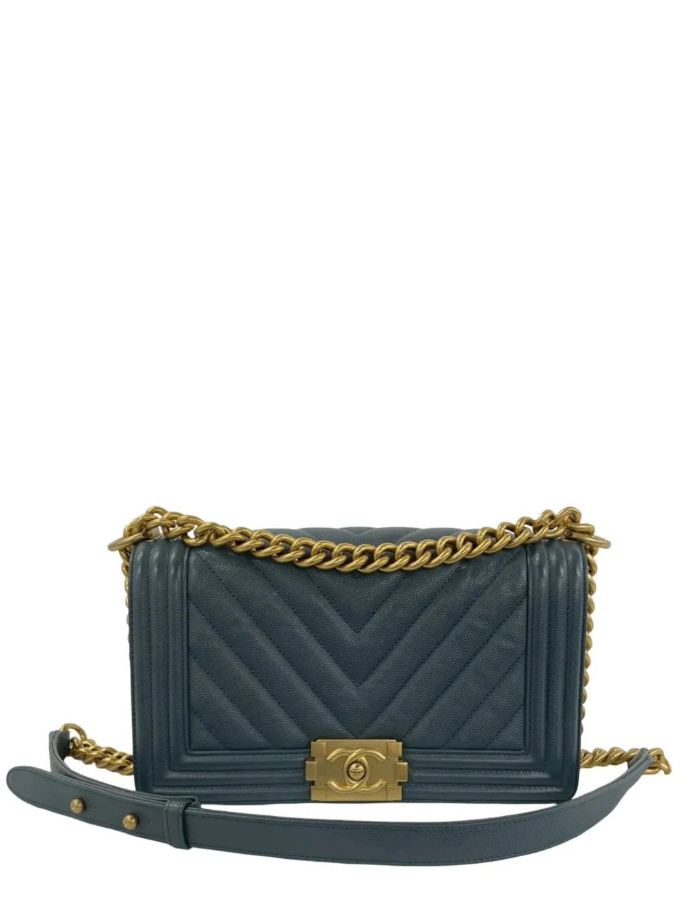 2017-2018 Old Medium Chevron Calfskin Boy Flap crossbody bag