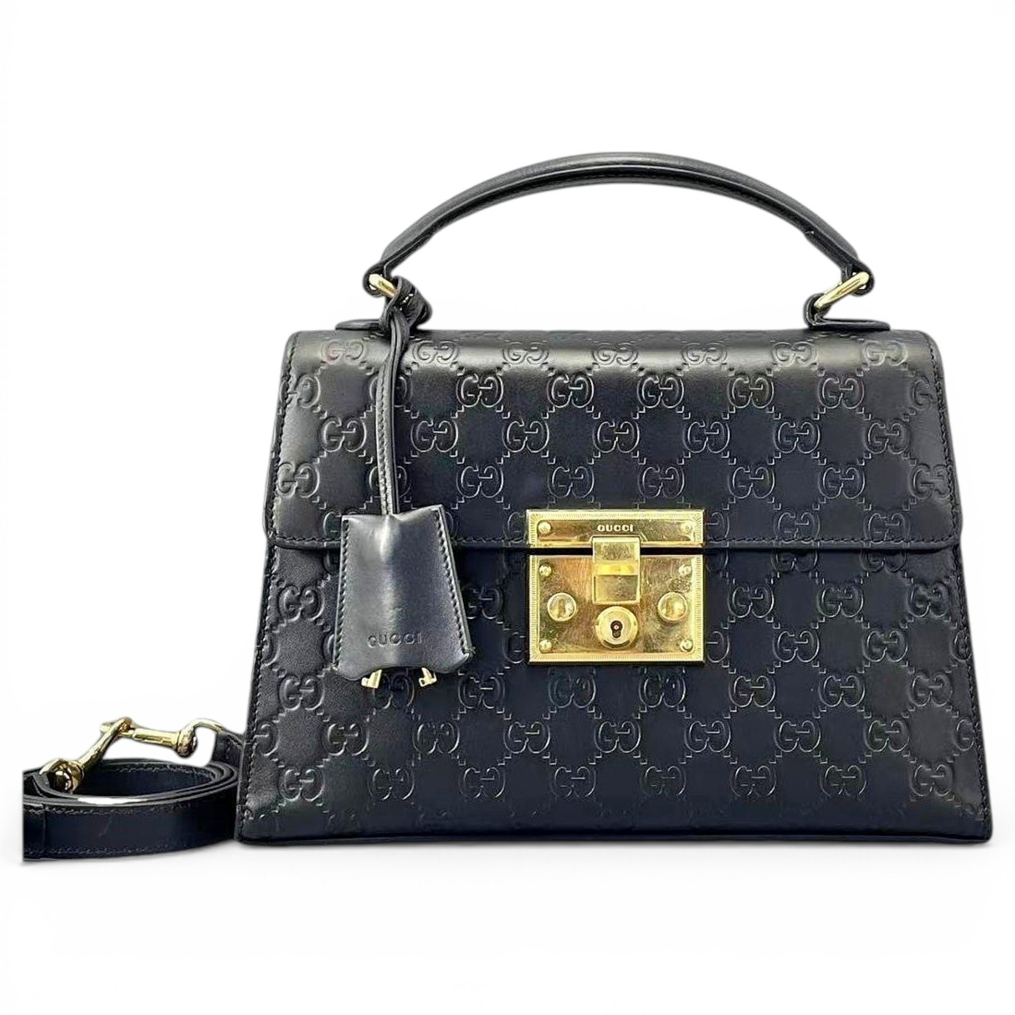 Padlock leather handbag