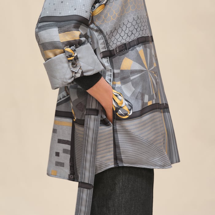 Gris Ténorite "Coloriages De Jour" Quilted Overshirt