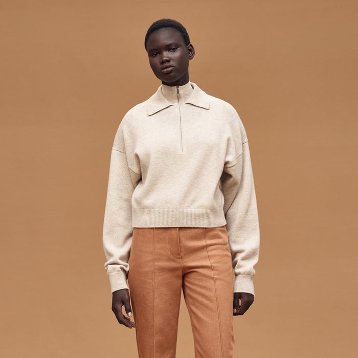 Beige Naturel High Collar Sweater