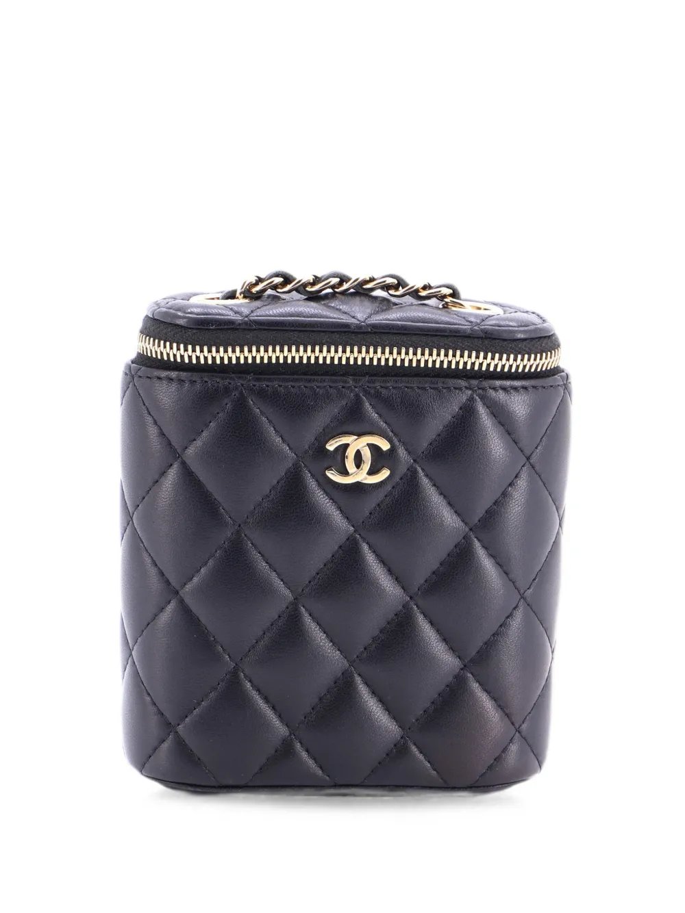 Vertical Classic Vanity Case with Chain Quilted Lambskin Small clutch bag
