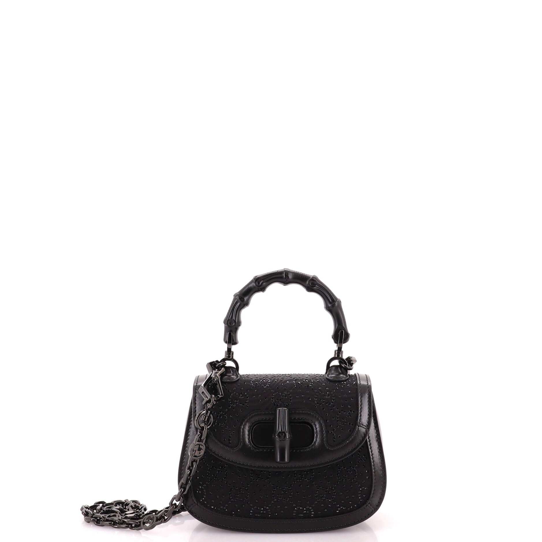Bamboo 1947 Top Handle Bag Crystal Embellished GG Canvas Mini