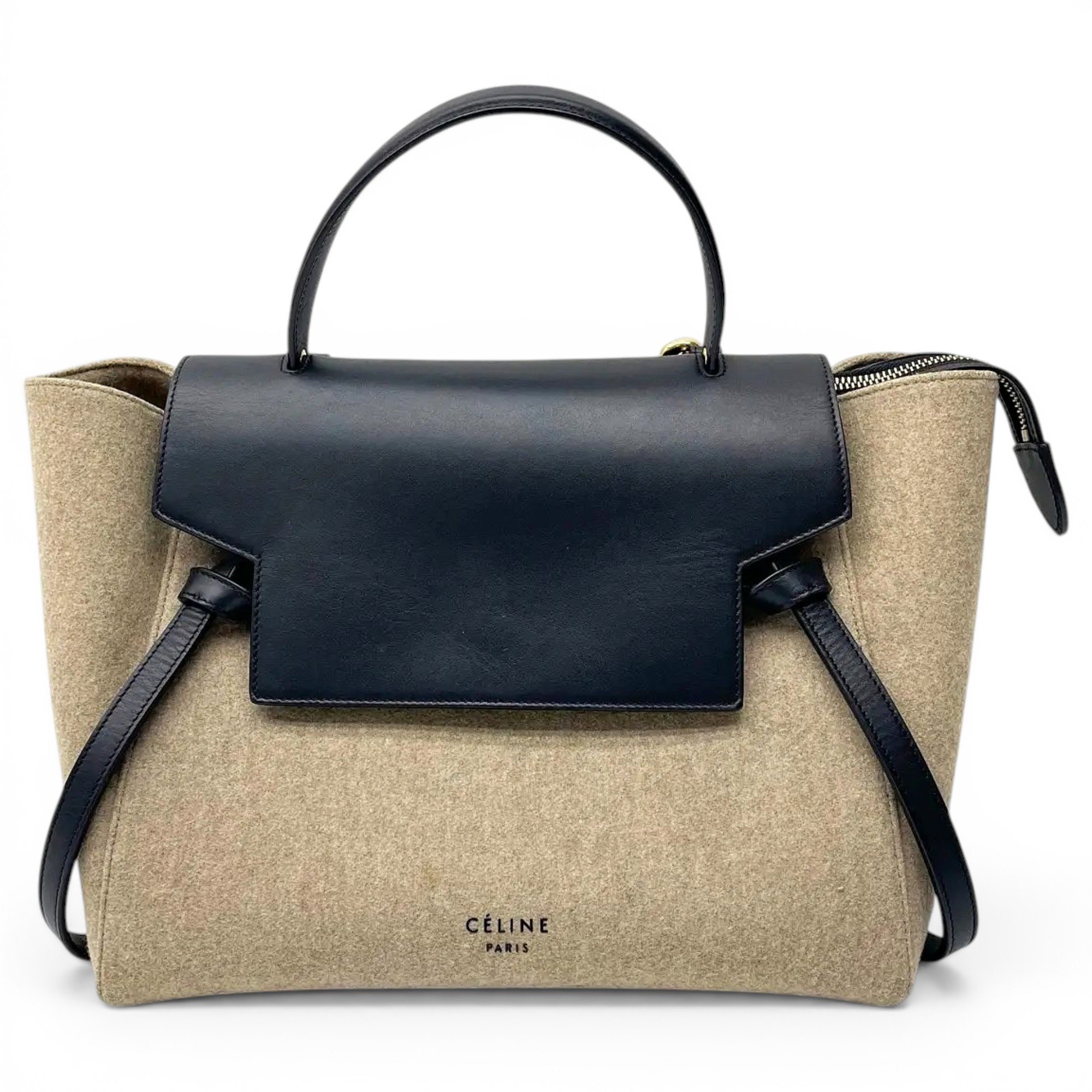 Belt wool handbag