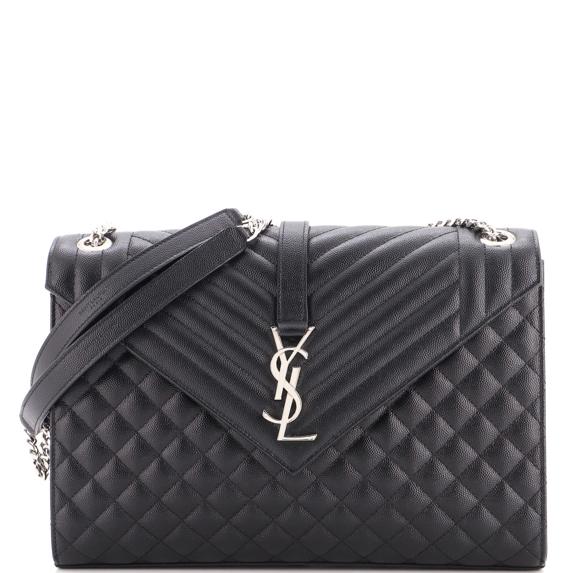 Classic Monogram Envelope Satchel Mixed Matelasse Leather Large