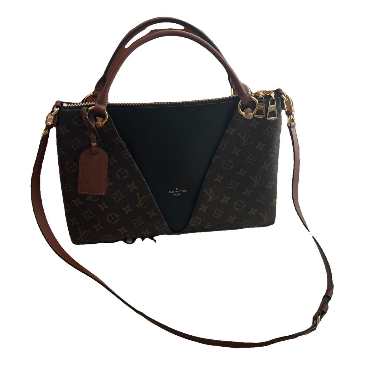 Tote V leather handbag