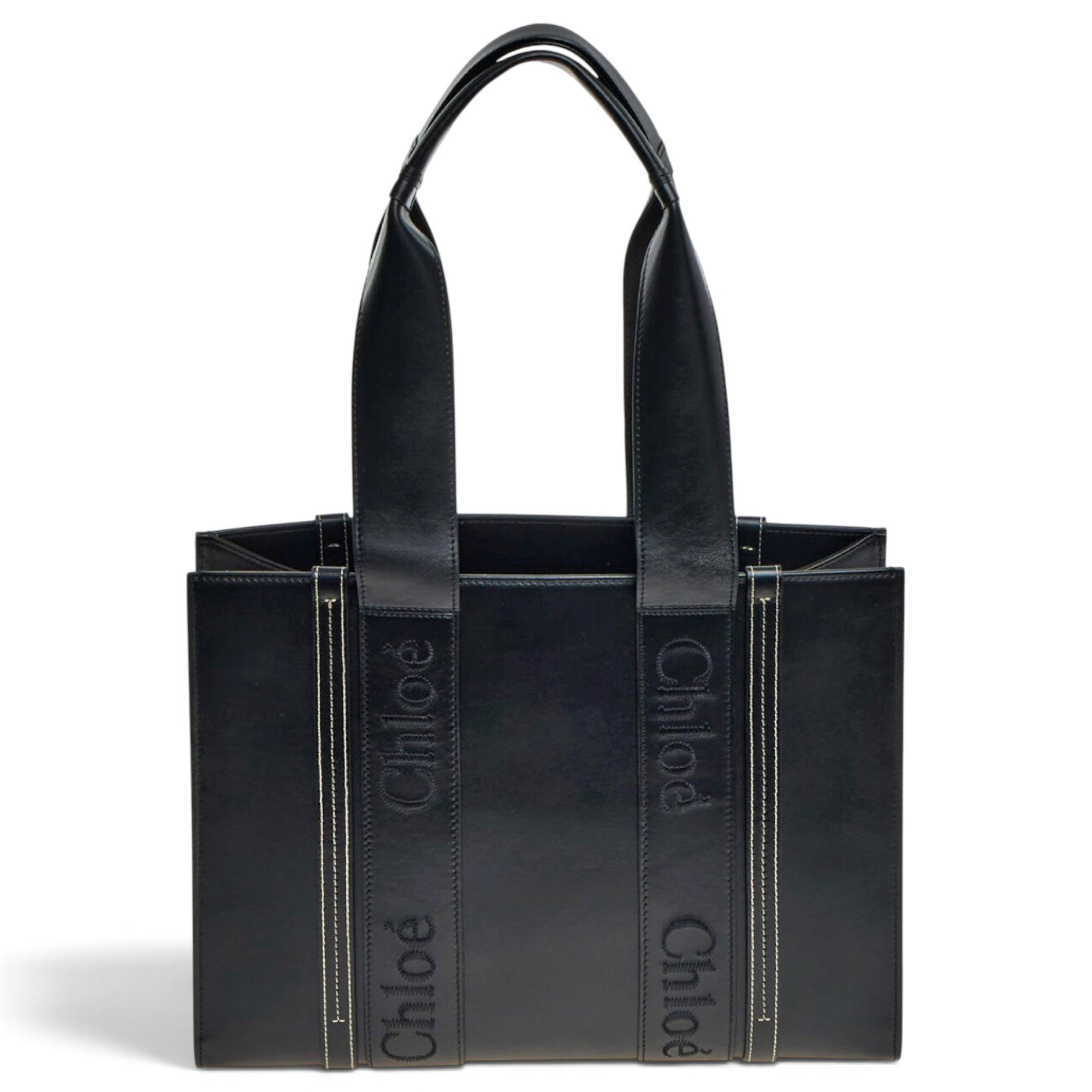 Woody leather tote