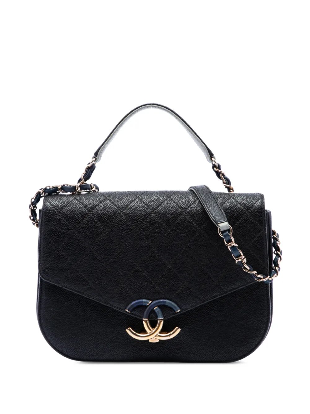 2018 Paris Cuba Medium Quilted Caviar Thread Around Flap satchel