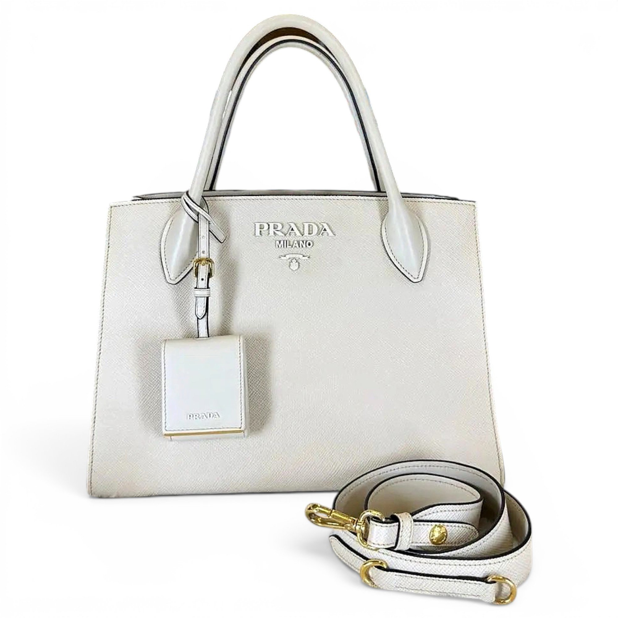 Monochrome leather crossbody bag