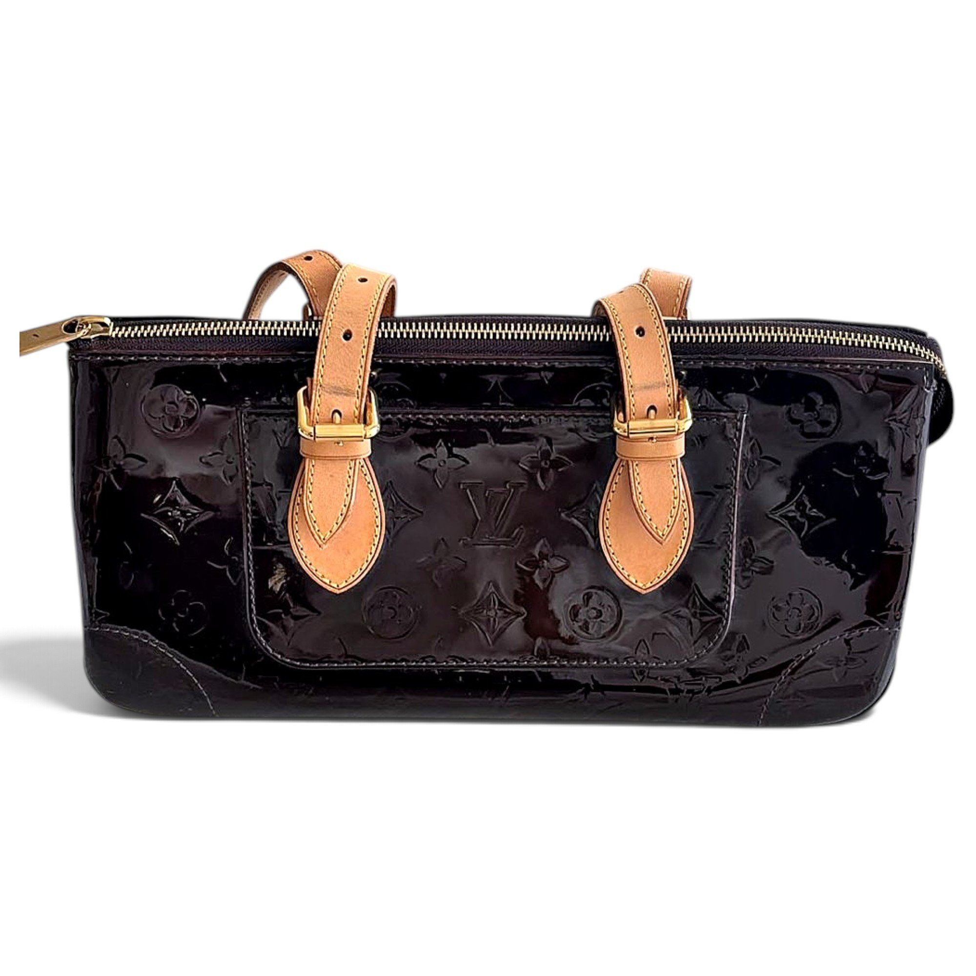 Rosewood patent leather handbag