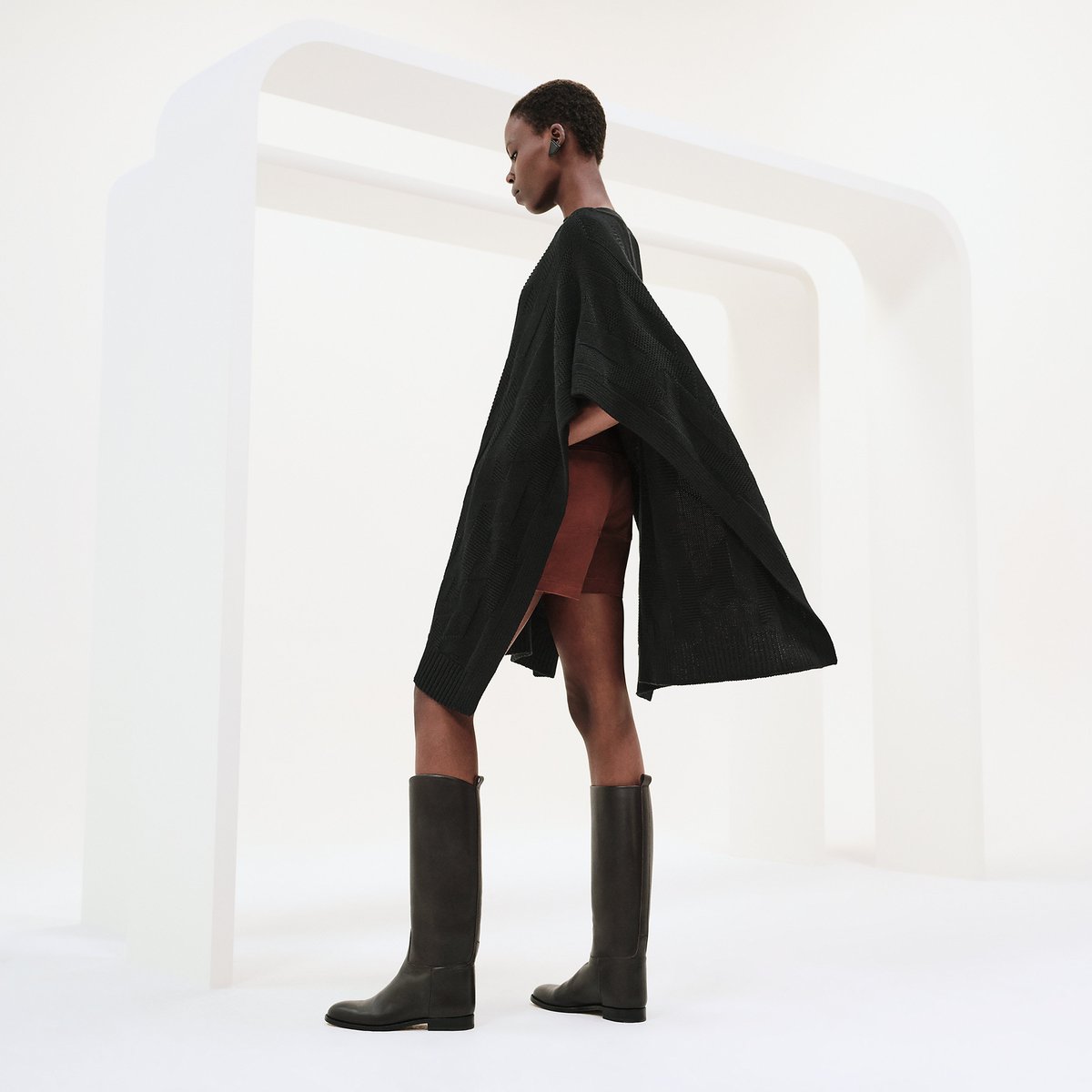 Noir "H" Rectangular Cape Poncho