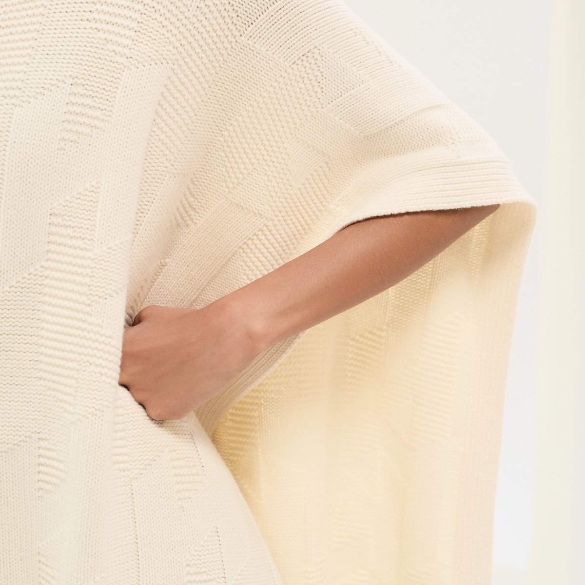 Blanc Naturel "H" Rectangular Cape Poncho