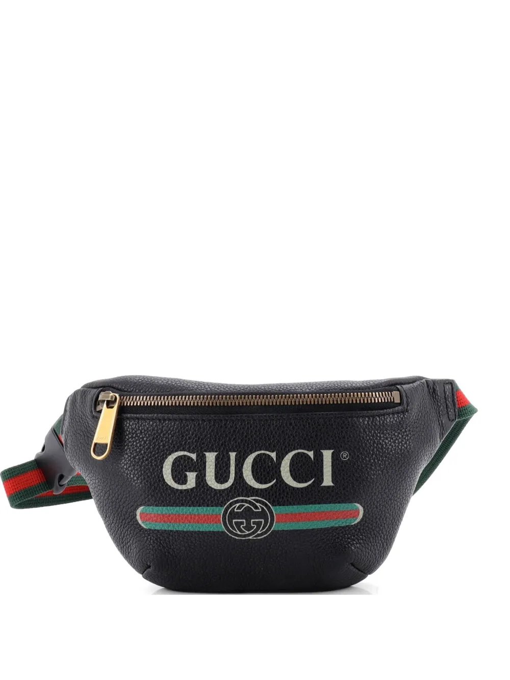 Logo Printed Leather Small belt bag