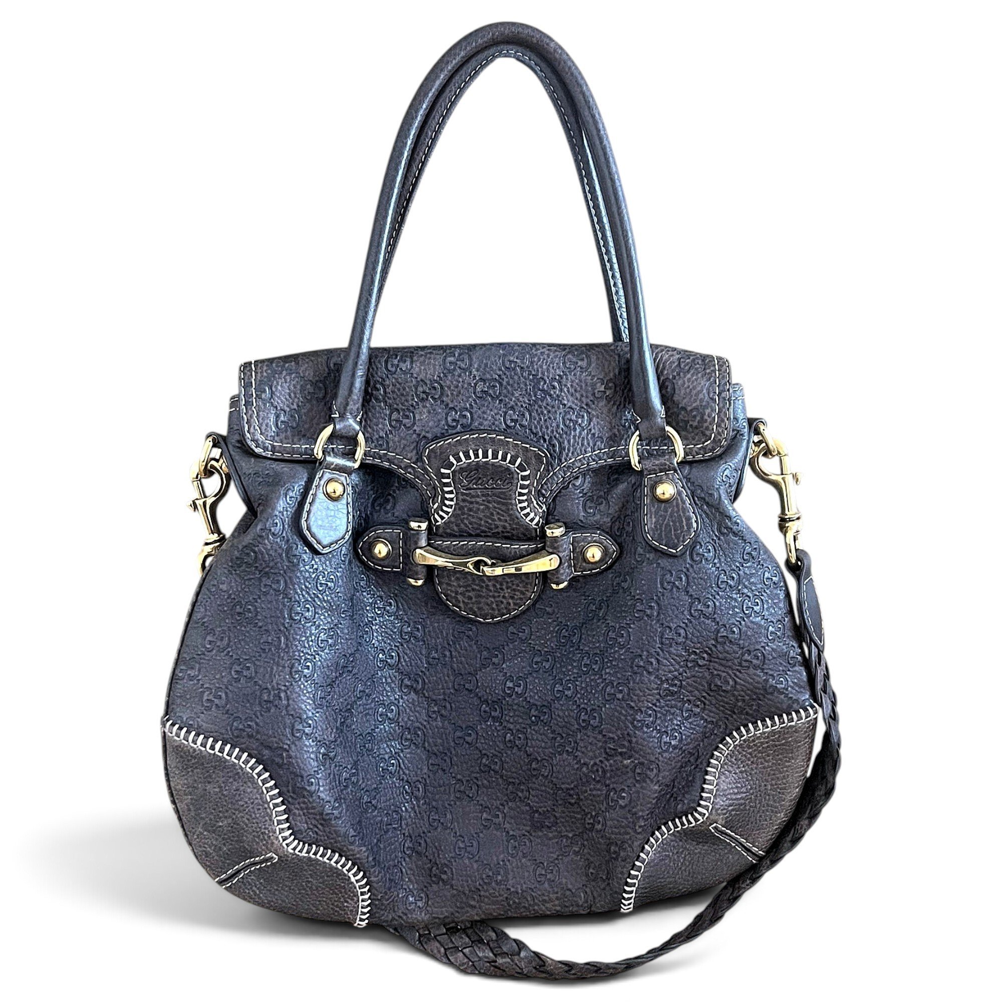 Half Horsebit leather handbag