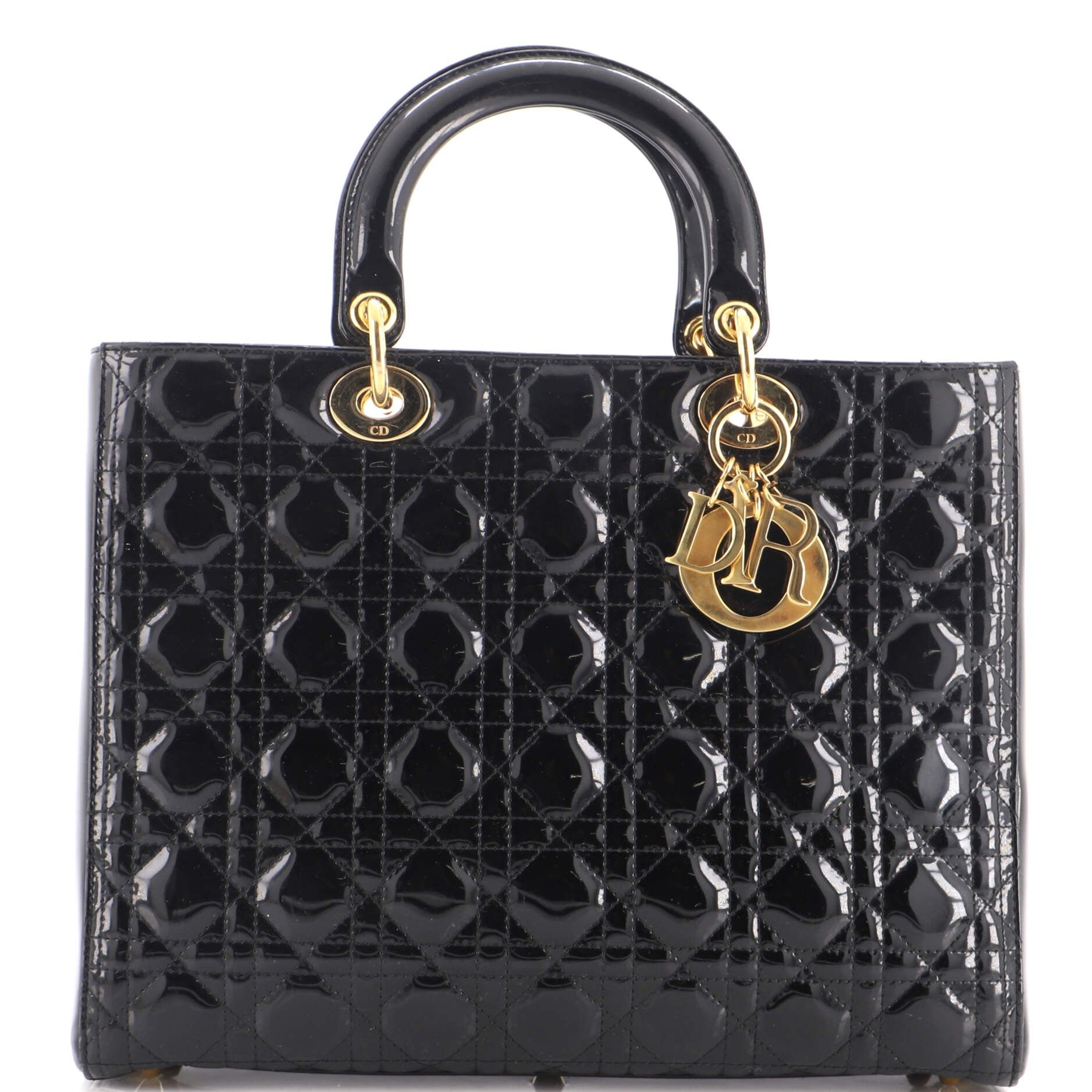 Lady Dior Bag Cannage Quilt Patent Large