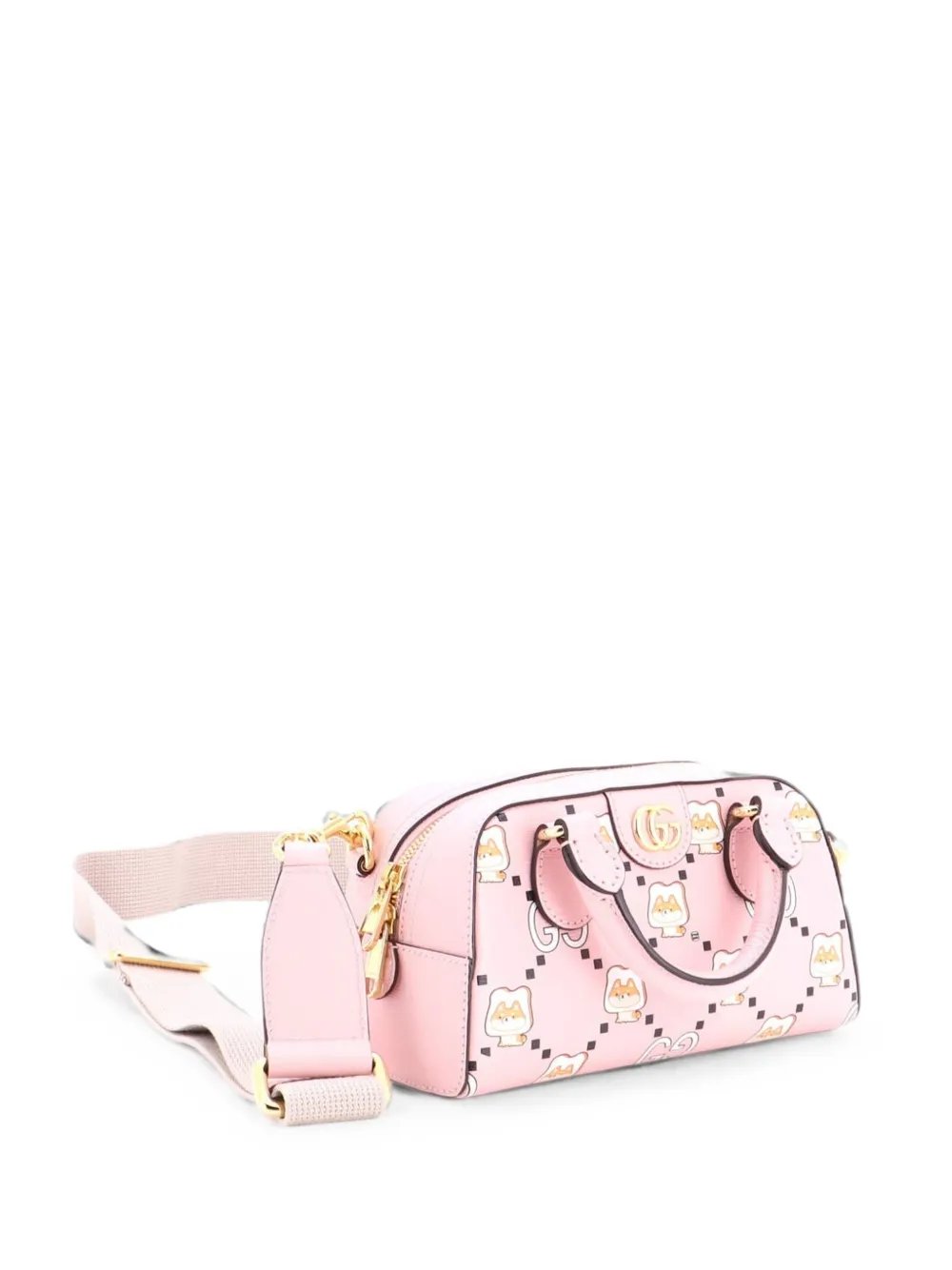 Ophidia Convertible Boston Top Handle Bag Kawaii Printed Leather Mini handbag
