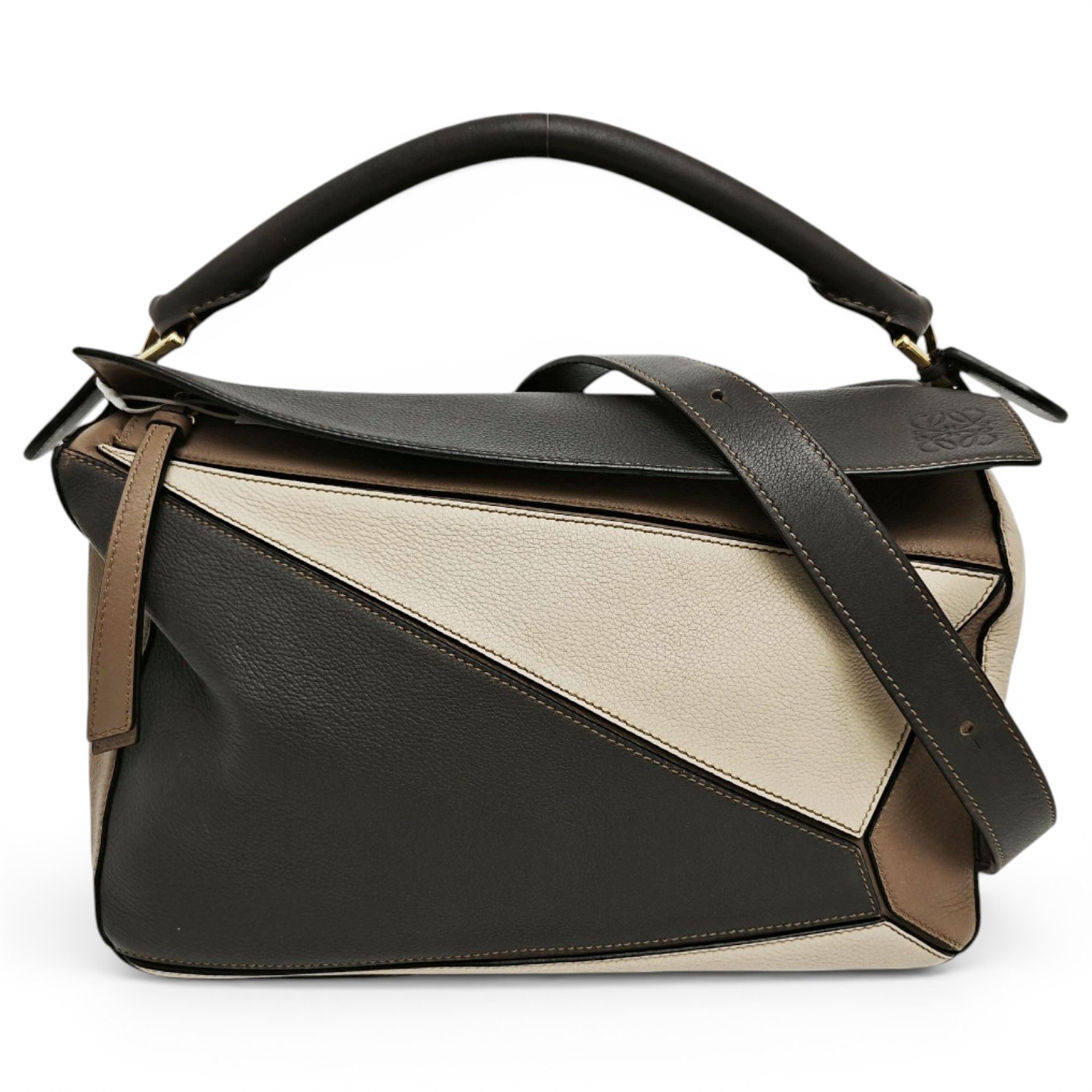 Puzzle leather tote