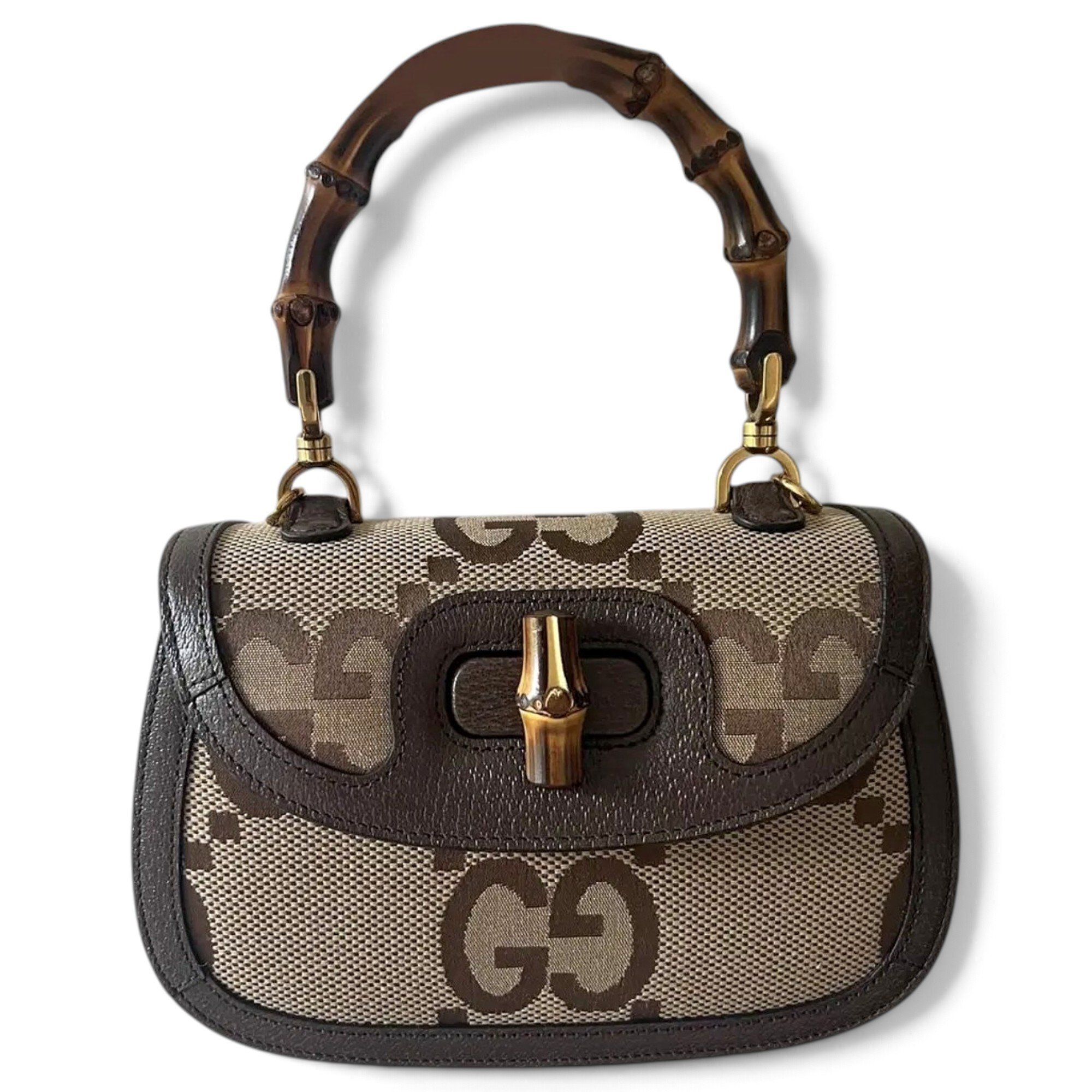 Convertible Bamboo Top Handle leather handbag