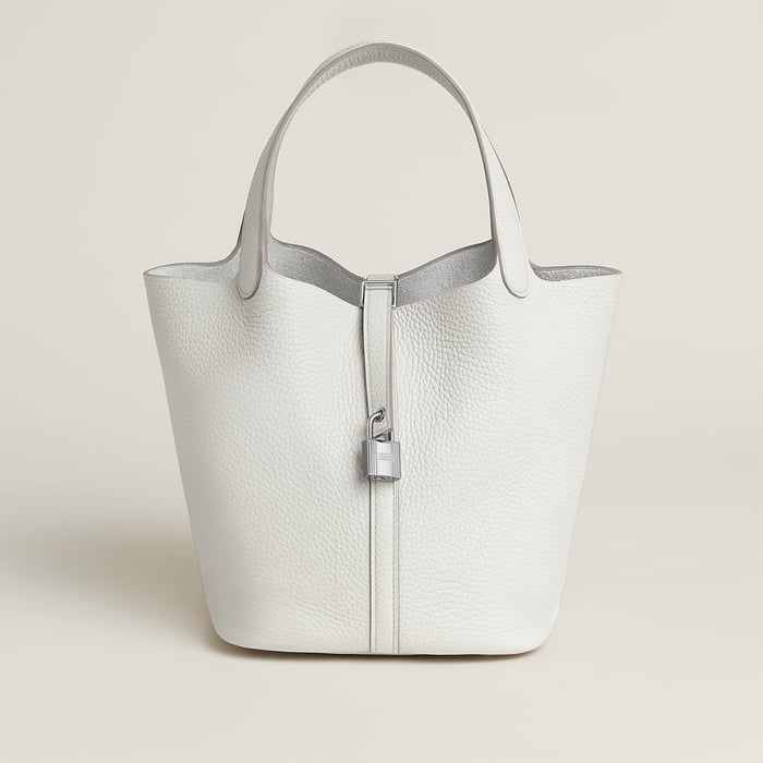 New White Picotin Lock 22 Bag