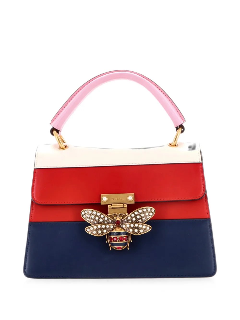 Queen Margaret Top Handle Bag Colorblock Leather Small satchel