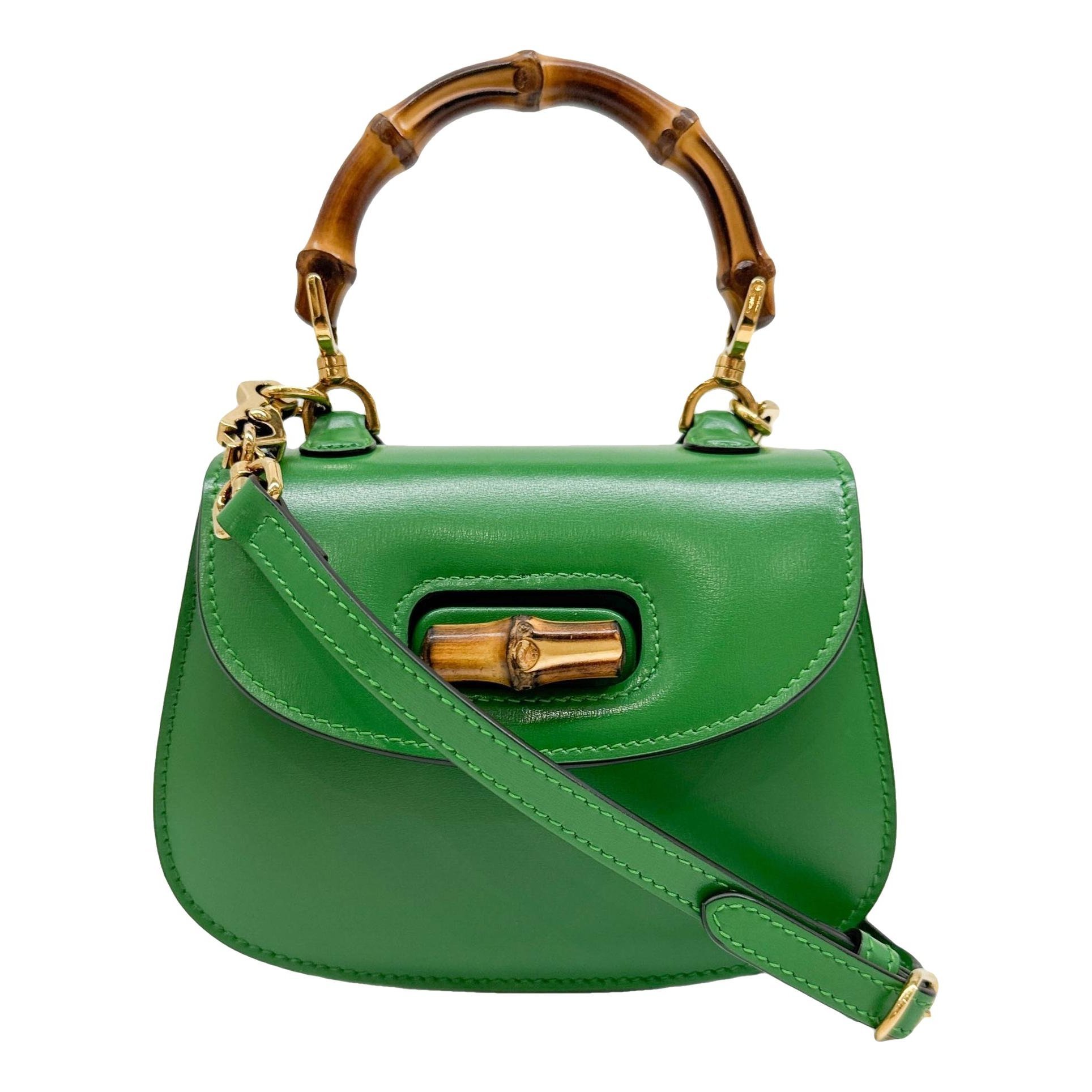 Convertible Bamboo Top Handle leather handbag