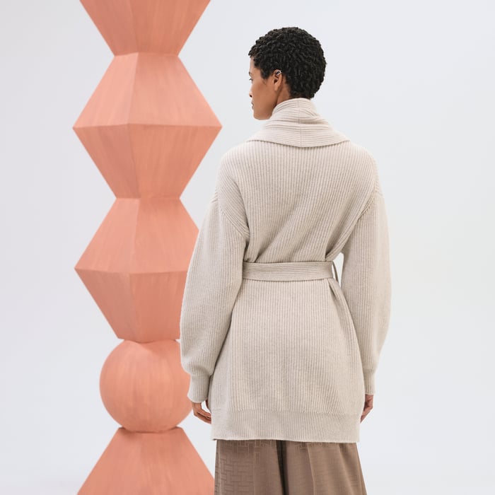 Beige Naturel Belted Coat