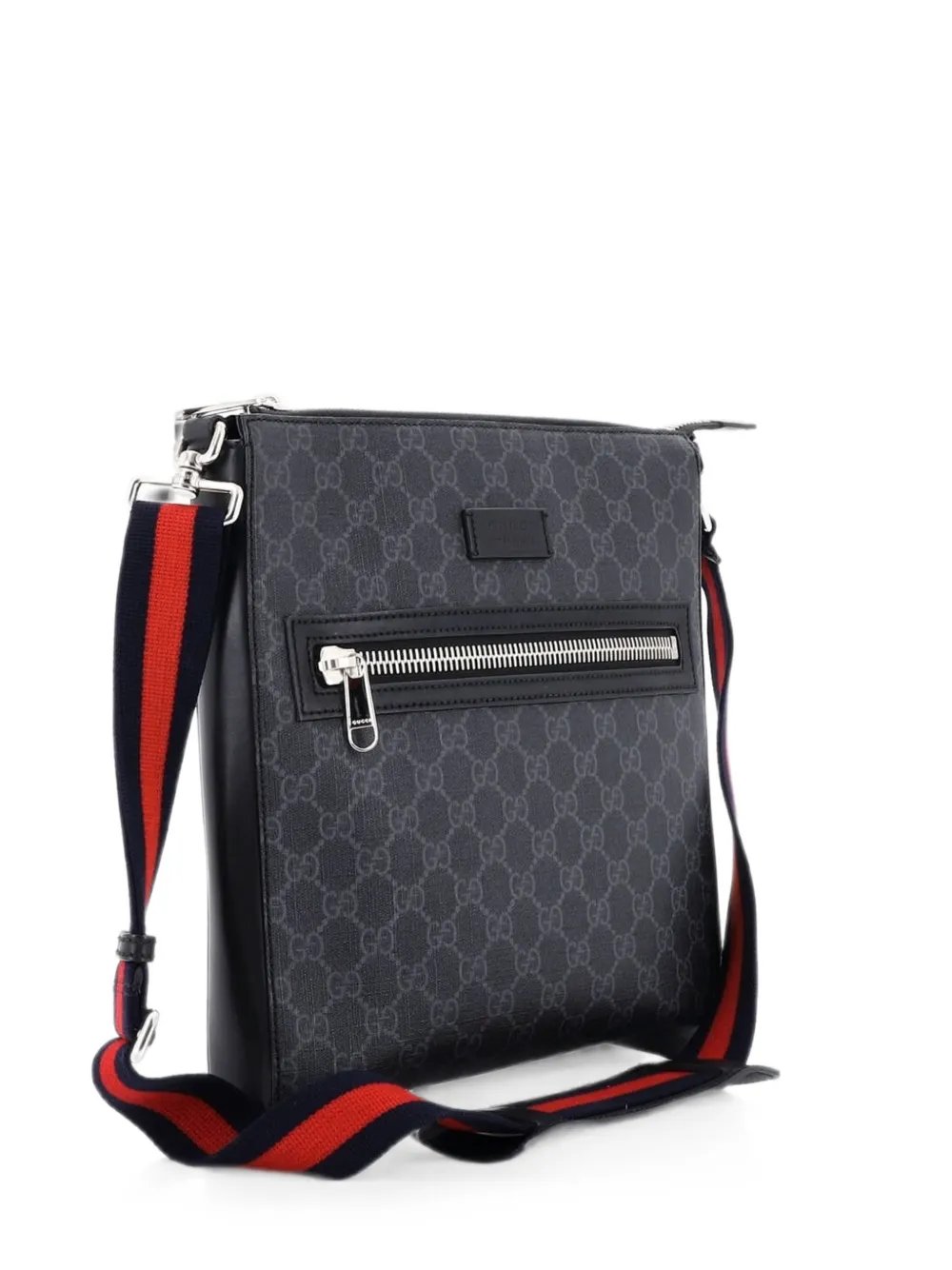 Web Strap Front Zip Messenger Bag GG Coated Canvas Medium crossbody bag