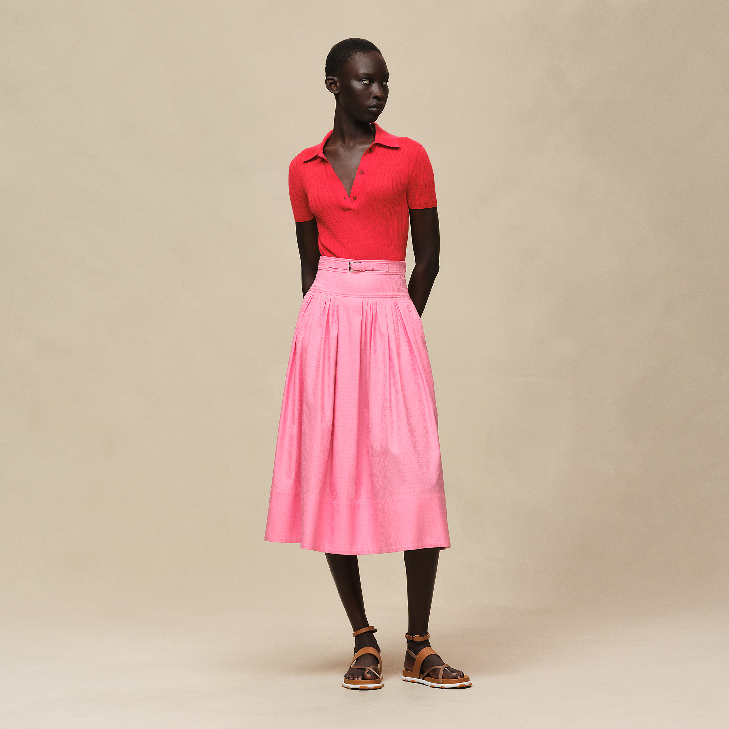 "Mosaique" pleated skirt with basque