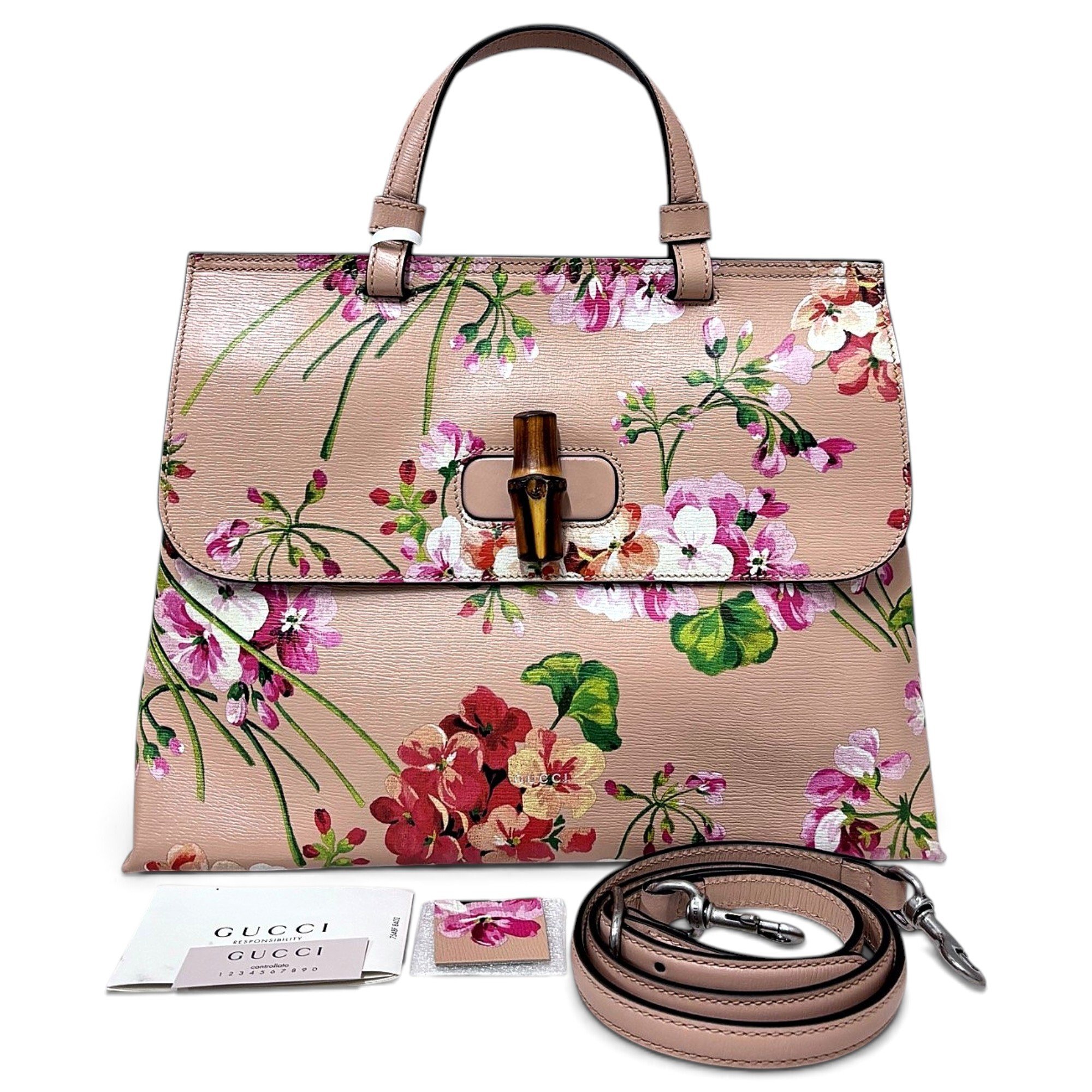 Bamboo Top Handle leather handbag