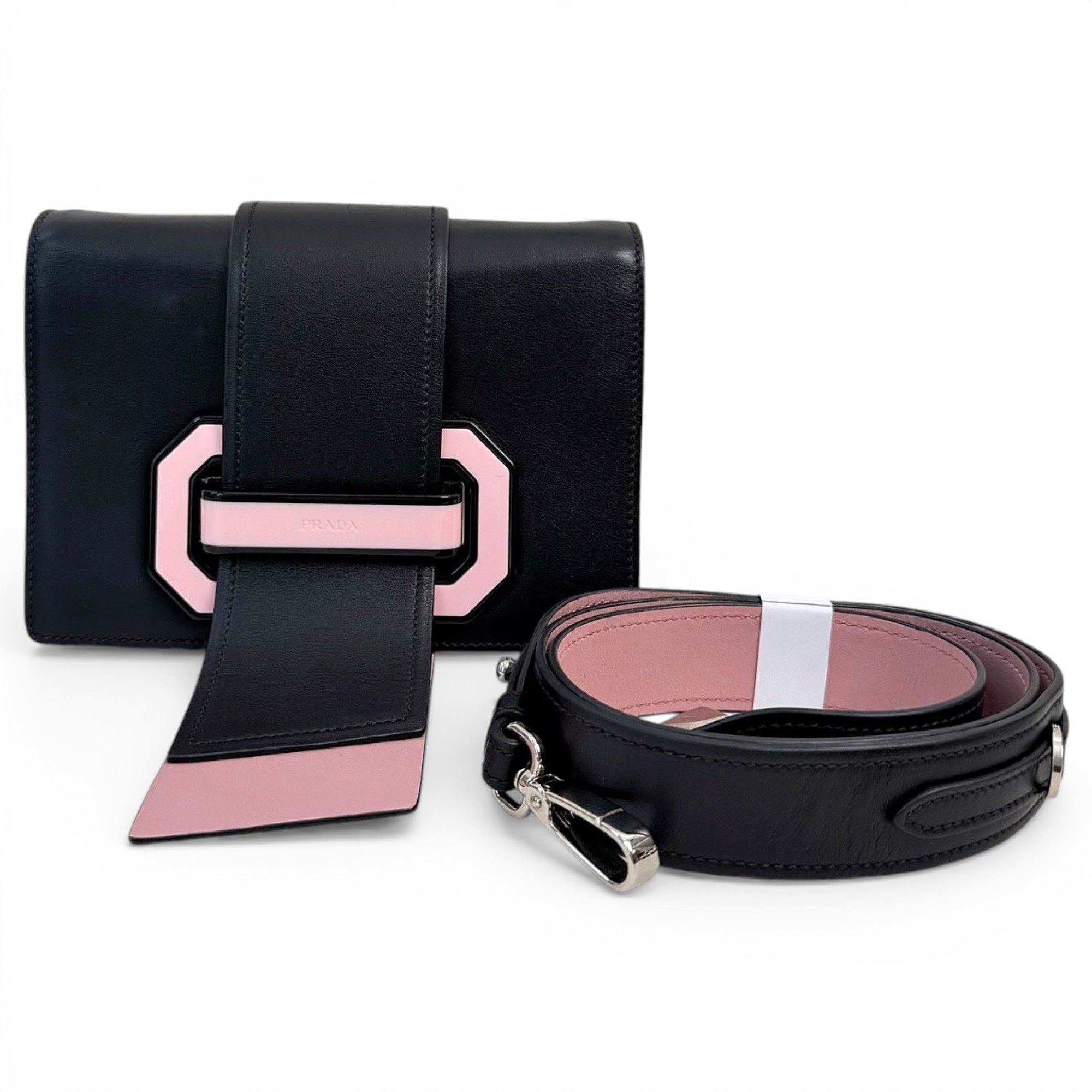 Ribbon leather crossbody bag