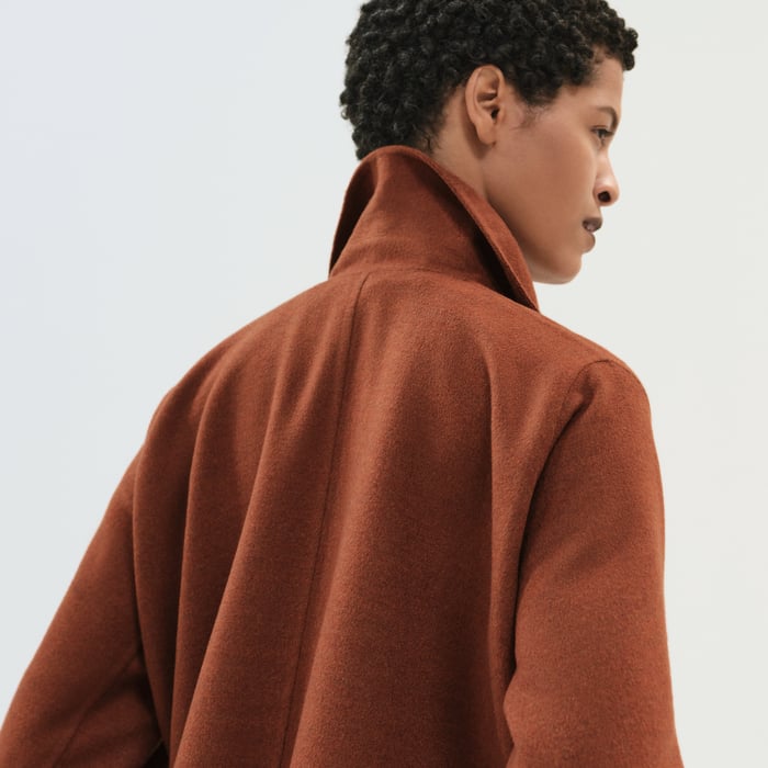 Marron Muscavado Wool Zipped Coat