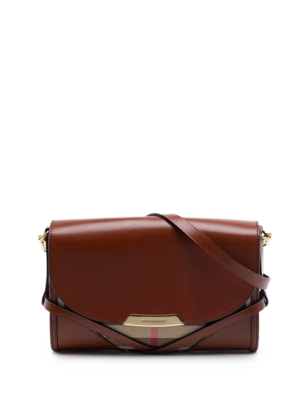 2000-2017 Leather and House Check Canvas Bridle Abbott crossbody bag
