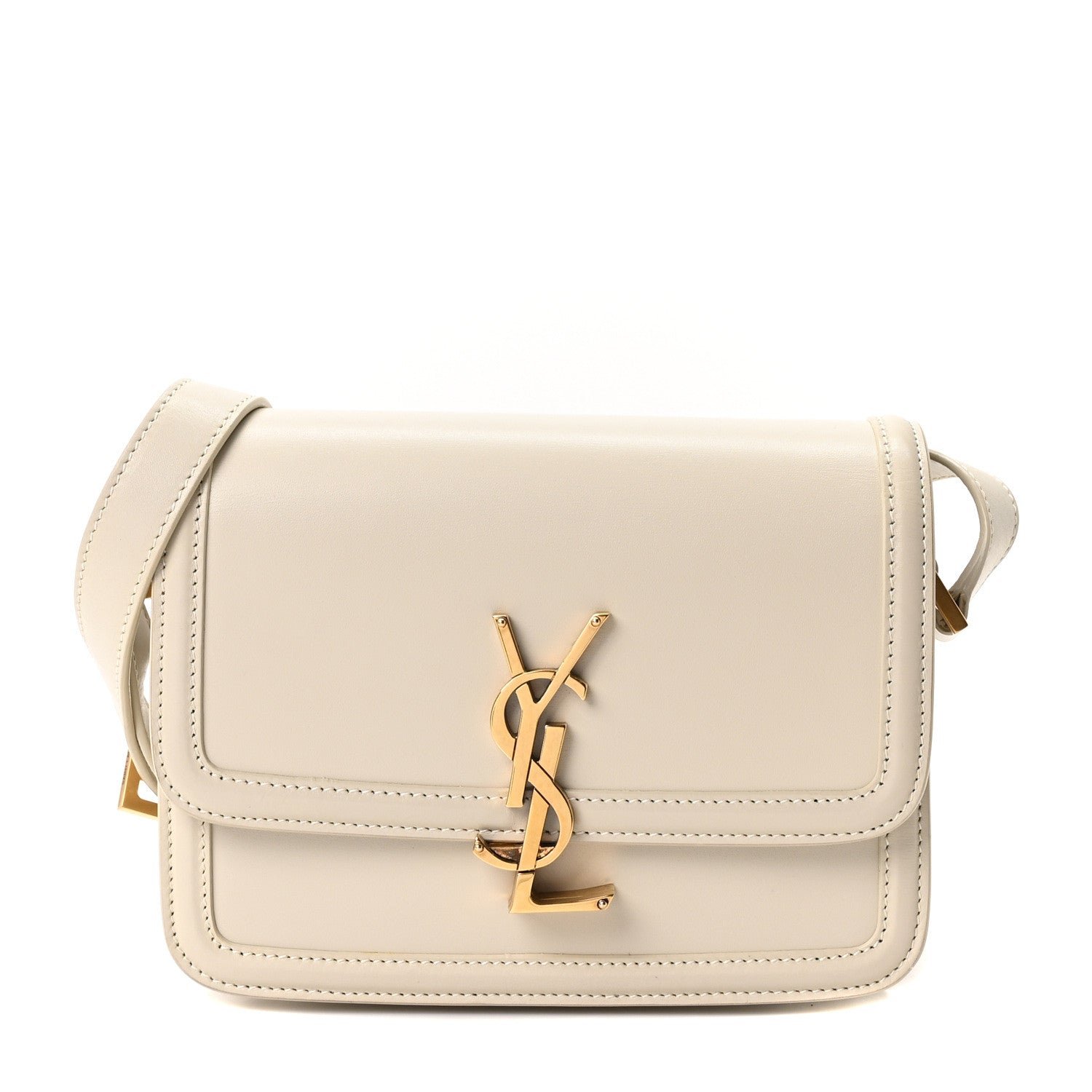 Saint Laurent Smooth Calfskin Monogram Small Solferino Satchel  Blanc Vintage