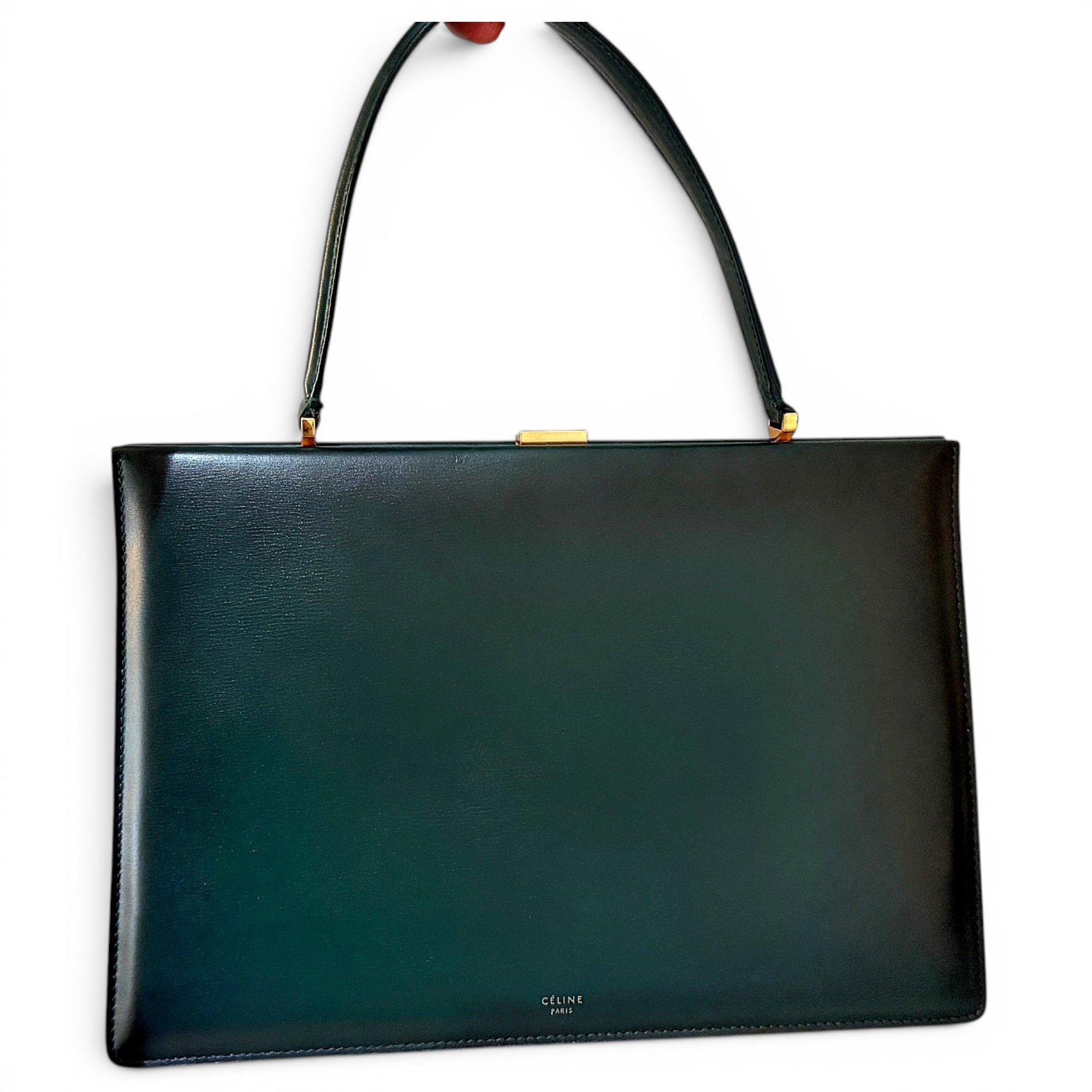 Clasp leather handbag