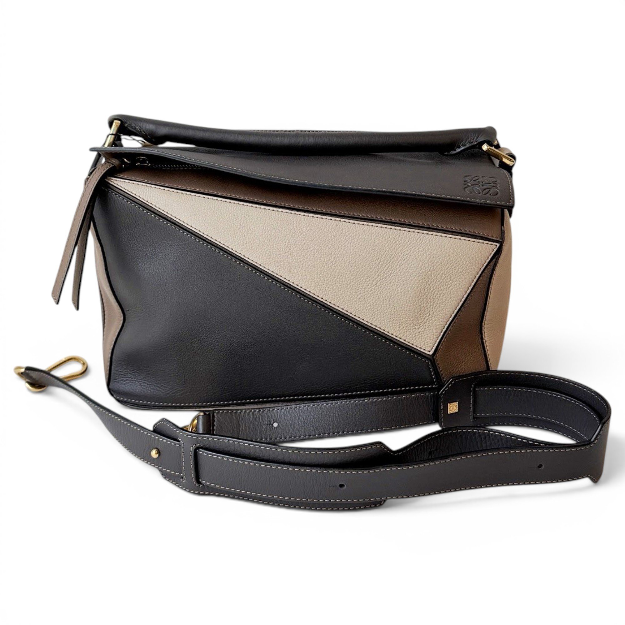 Puzzle leather handbag