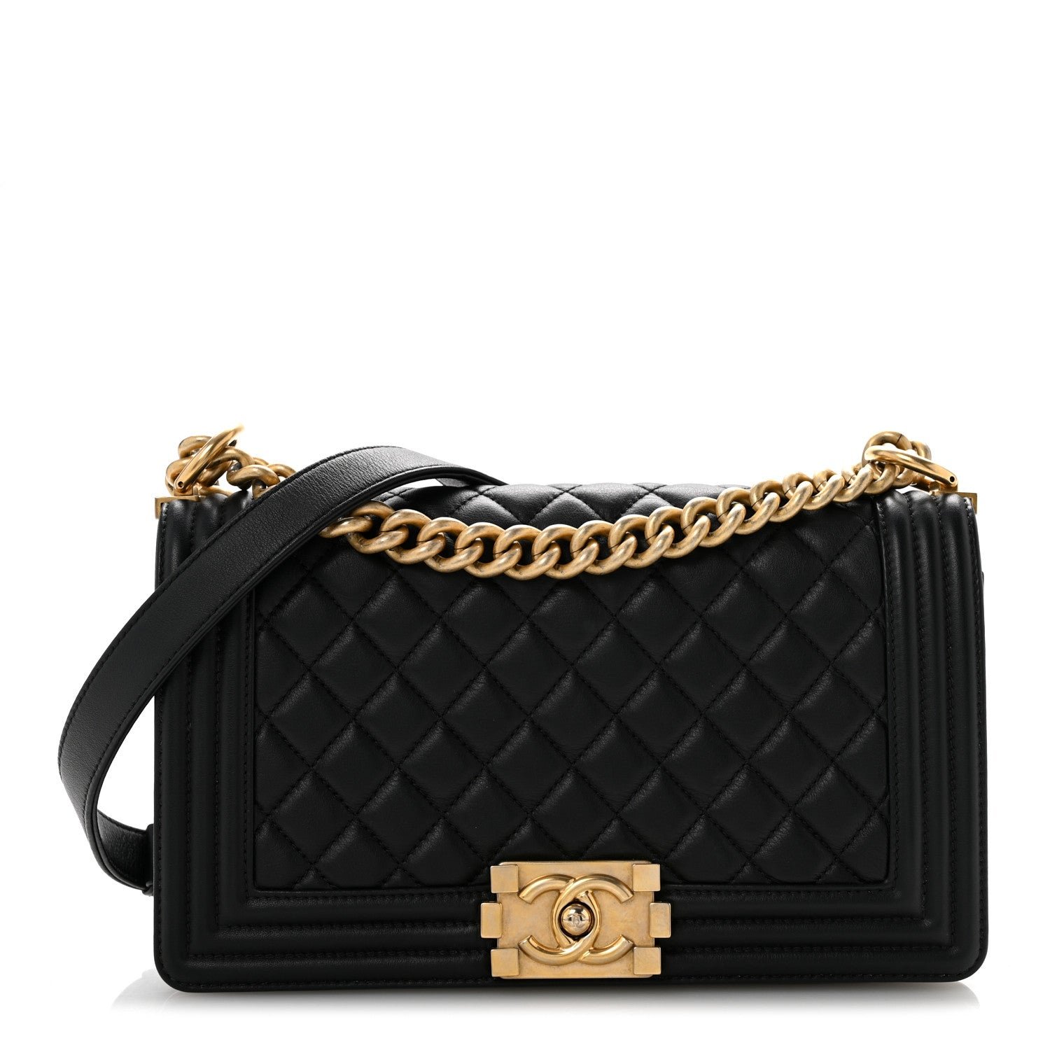 Chanel Lambskin Quilted Medium Boy Flap Black